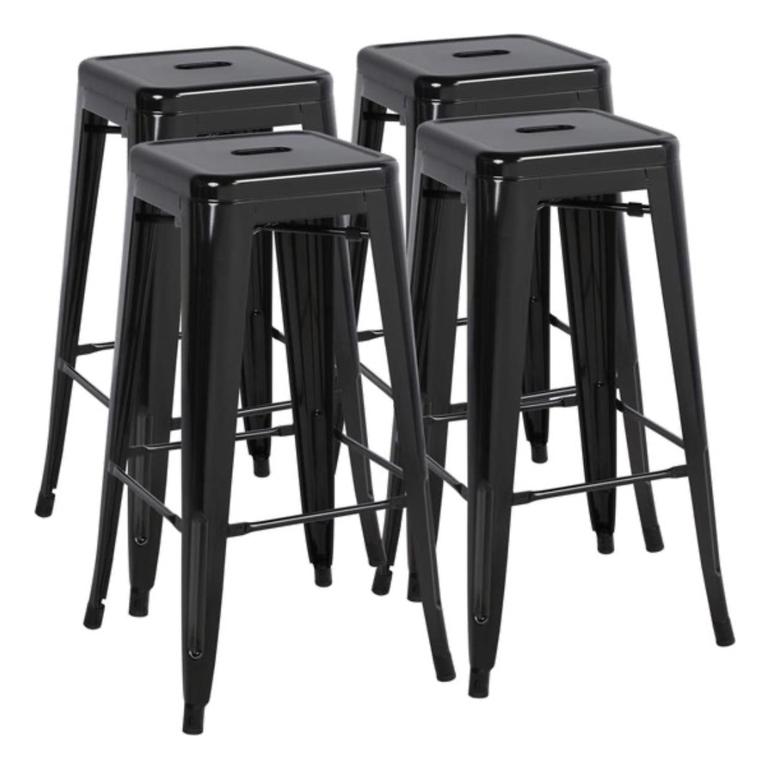 4 Taburetes Altos Tolix Negro 77cm | Cocina y Bar-0