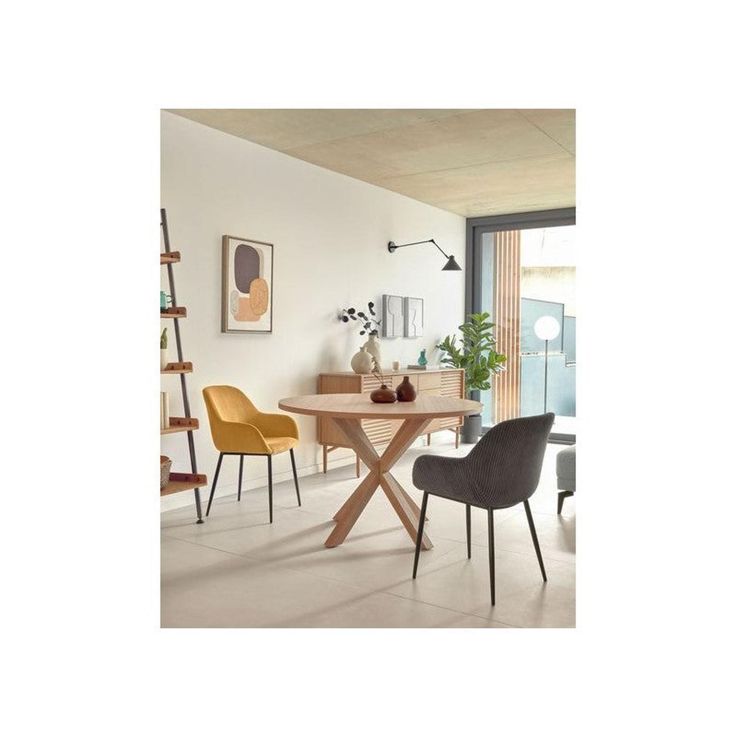Mesa Redonda Equiz Wood 100cm | Patas X | Comedor u Oficina-3