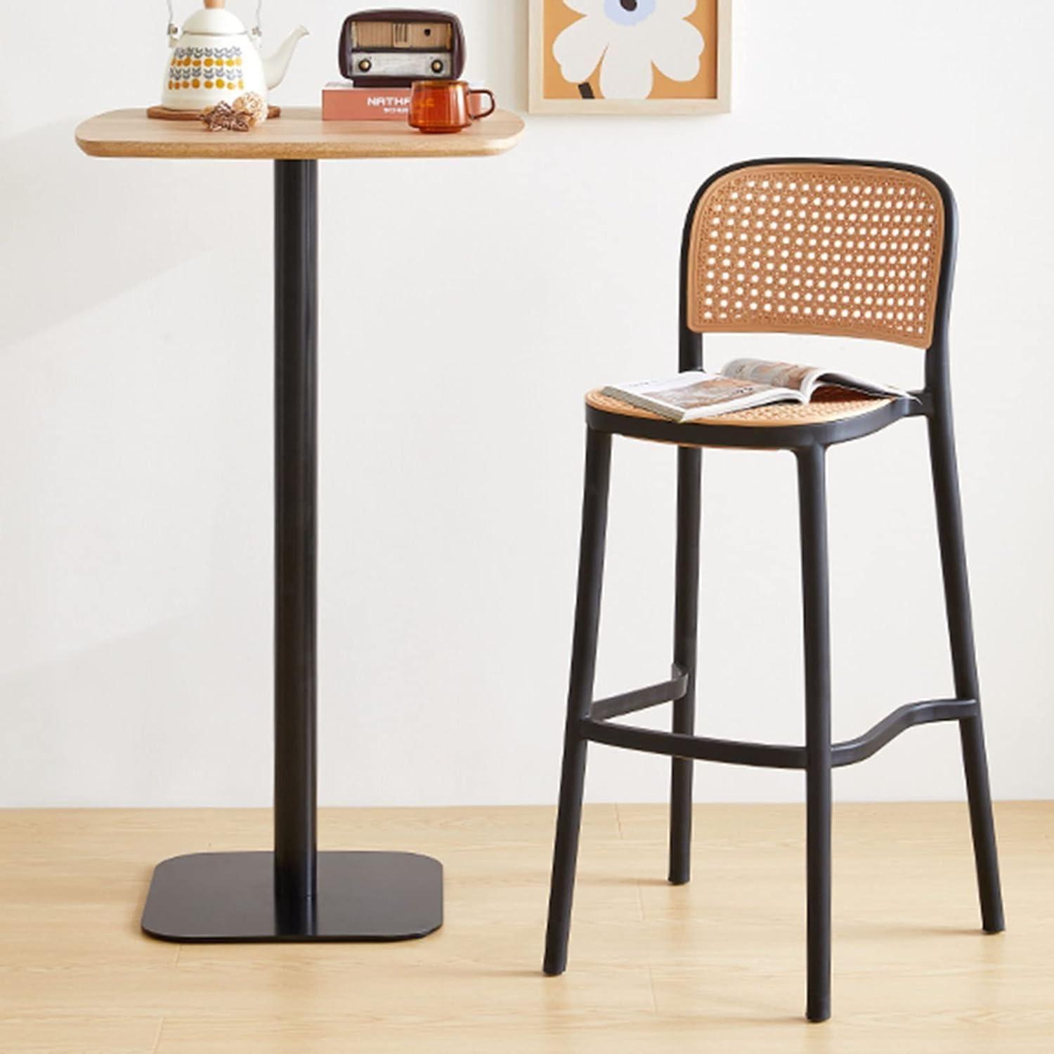 Pack 4 Taburete Montana Negro 65cm | Rattan Sintético | Apilable-1