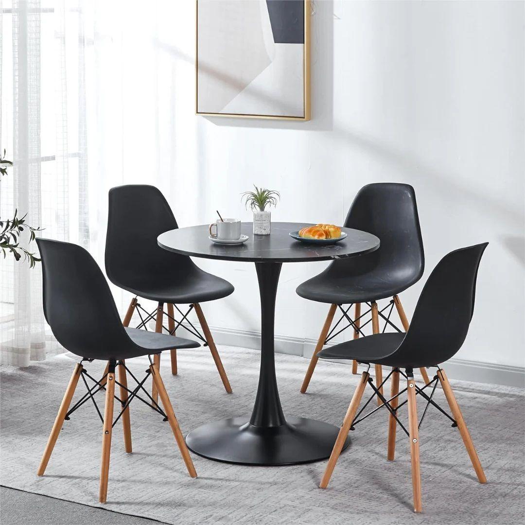 Mesa redonda Tulip  (vinilo de cuarzo negro)  80cm / Pandalino-4