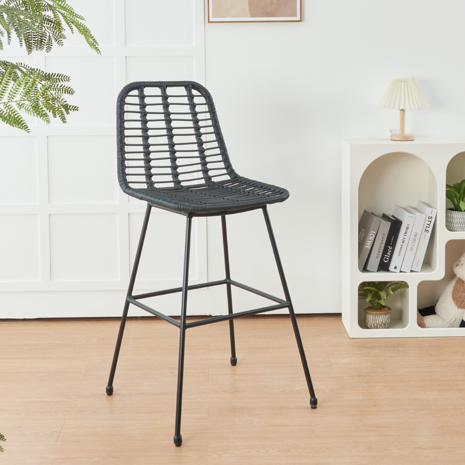 Taburete Piso Grecia Alto 75 cm | Rattan Negro-4