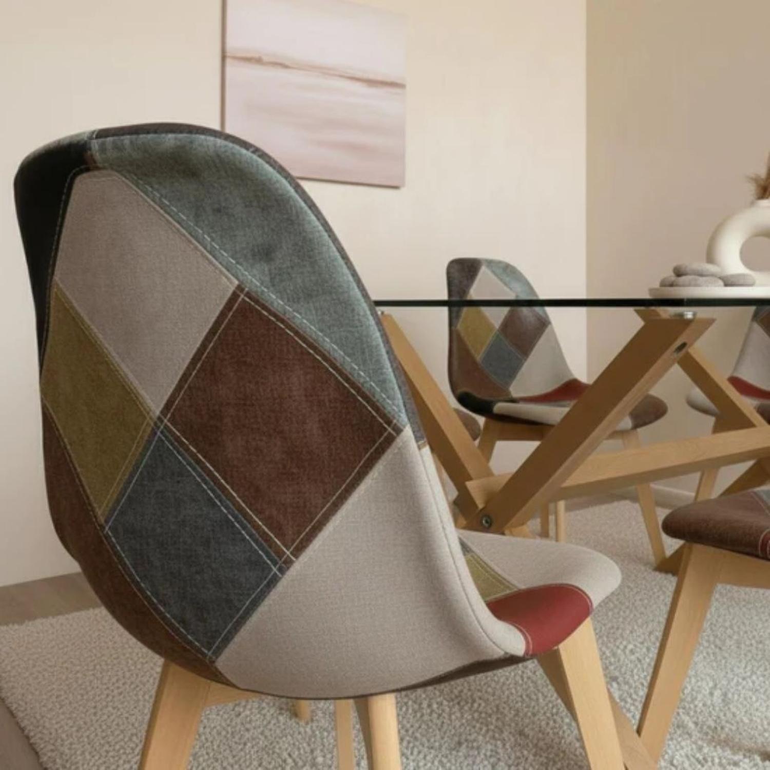 Comedor Mesa Xinia 130x80 + 4 Sillas Patchwork Da Vinci | Ecocuero Claro-3