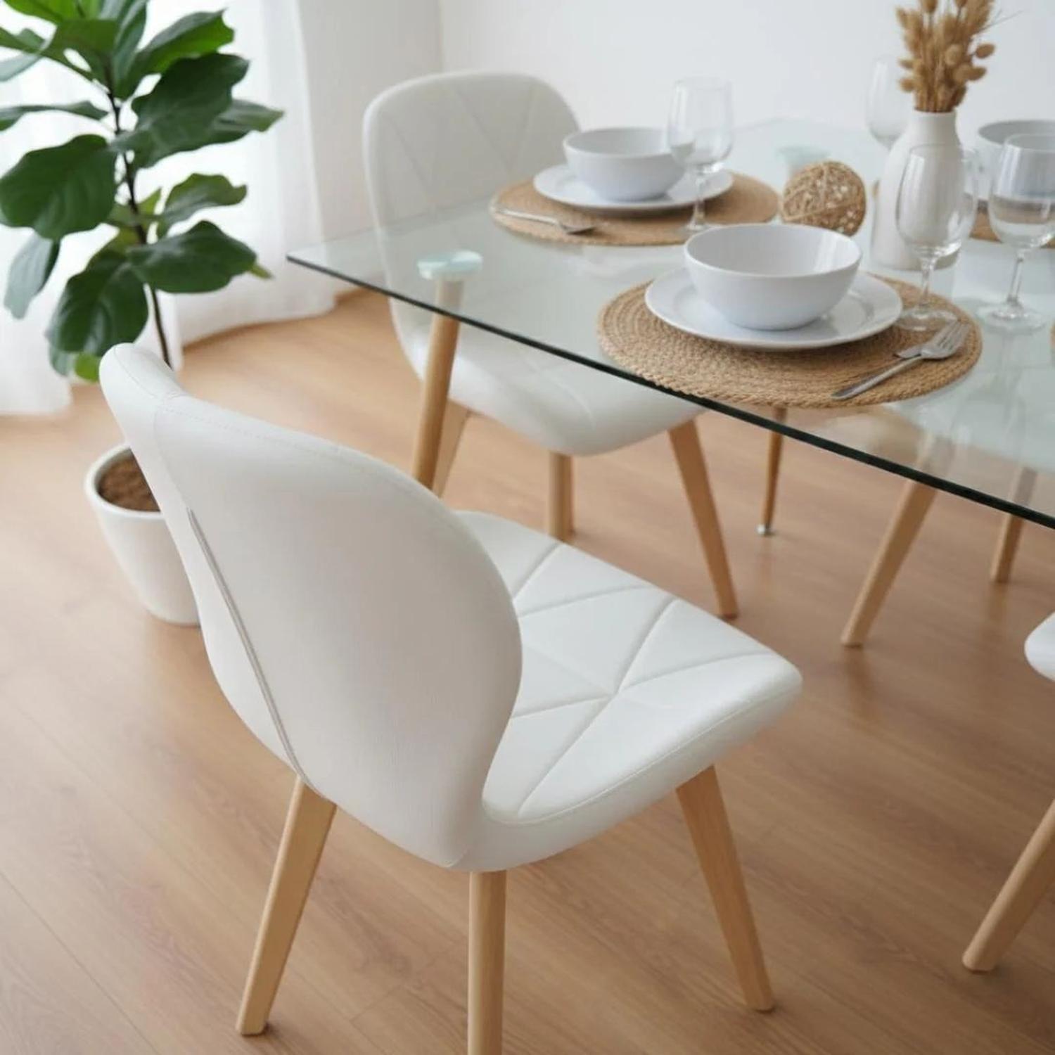 Comedor Mesa Vitreo 120x80 + 6 Sillón Rubik Blanco-4
