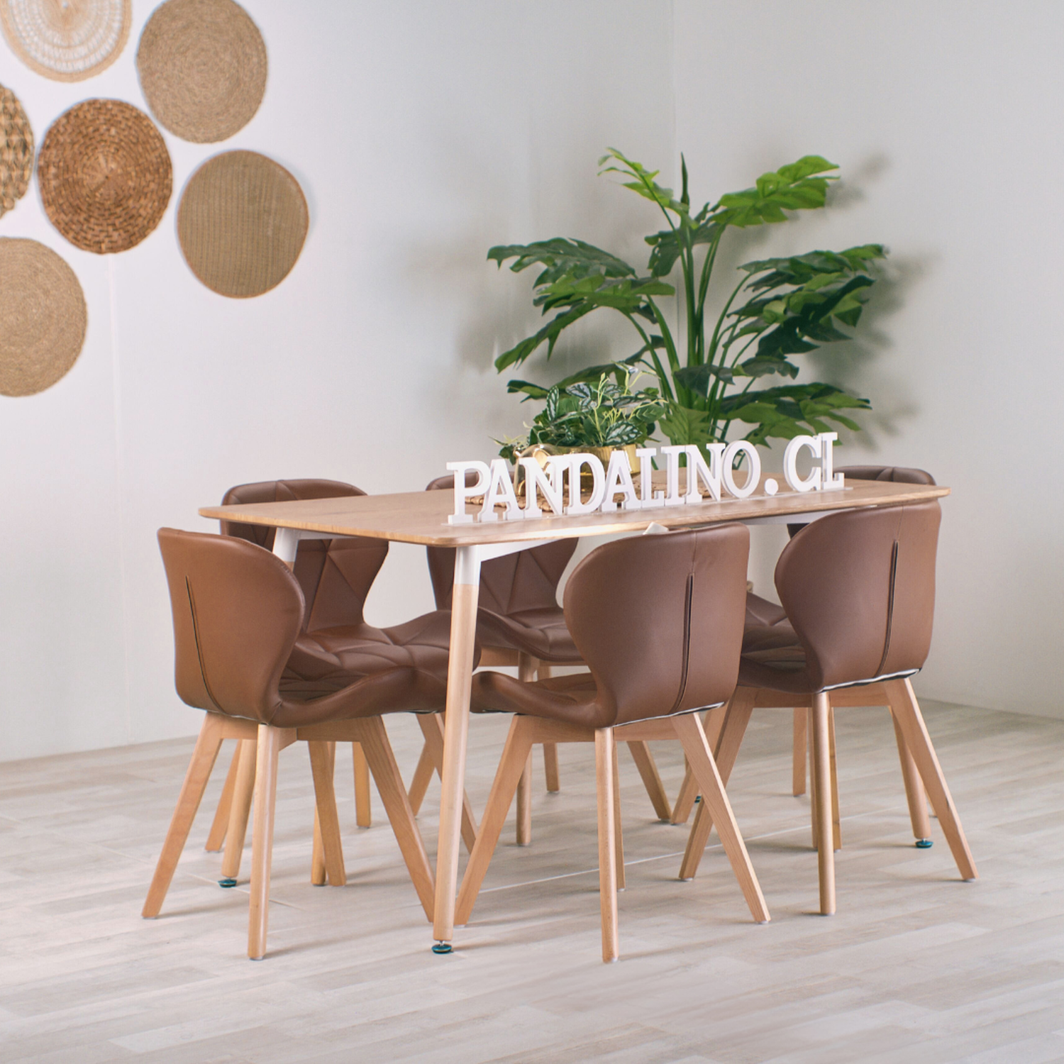 Comedor Mesa Álamo + 6 Sillones Rubik Café | Estilo Nórdico-1