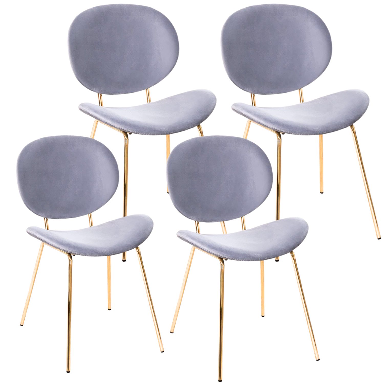 Pack 4 Sillón Angelica Velvet Gris | Sala, Dormitorio u Oficina-0