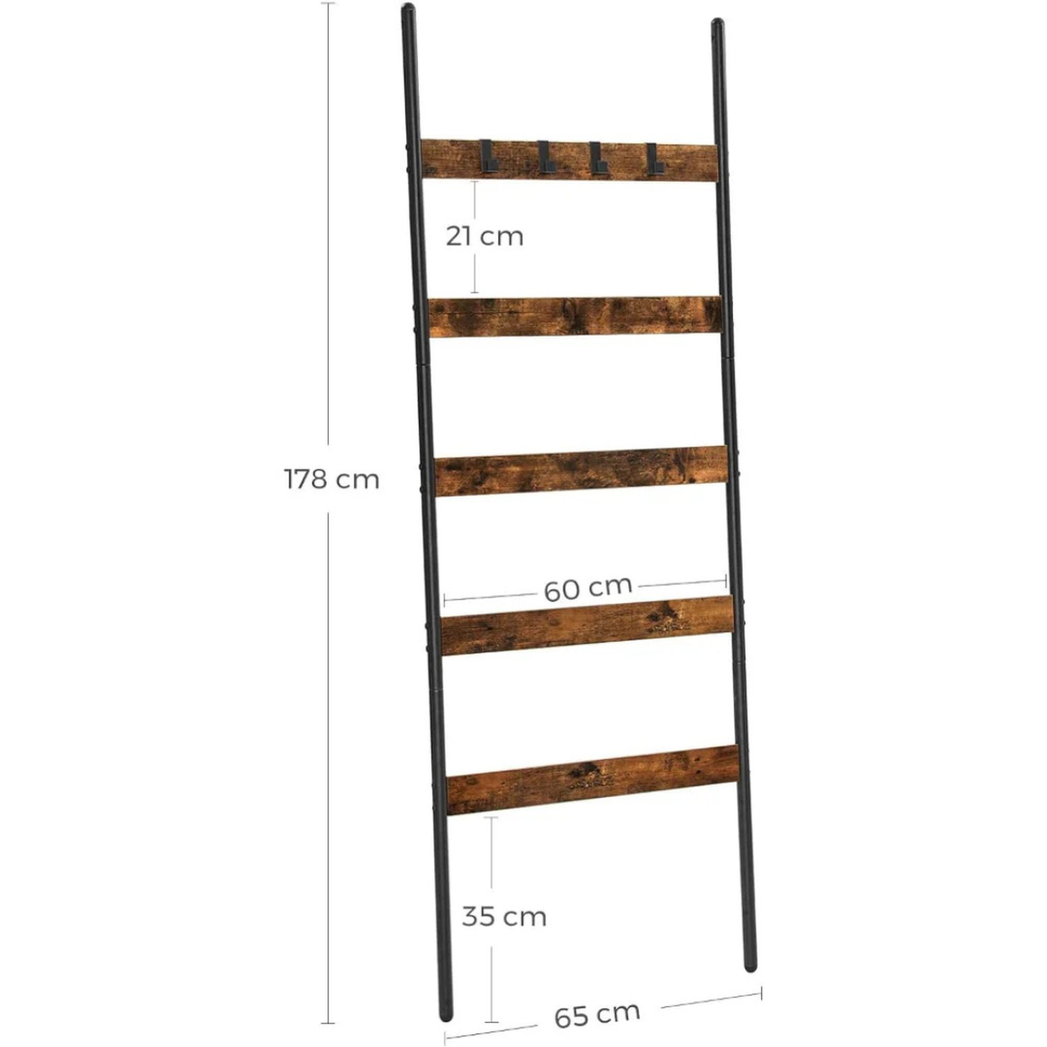 Perchero Escalera Hober | 5 Niveles Madera y Metal Negro-4