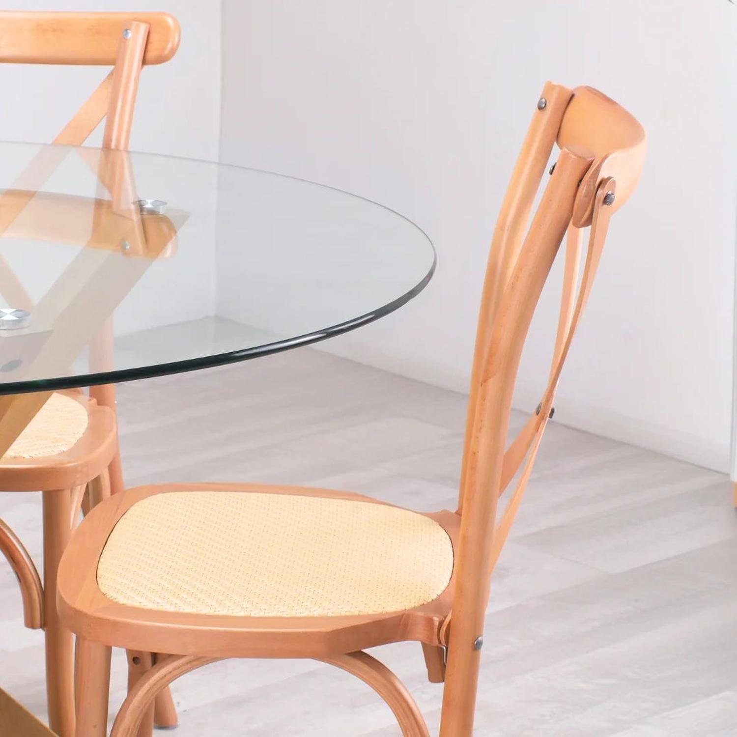 Comedor Mesa Redonda Equiz 100cm + 4 Sillas Crossback Madera-2