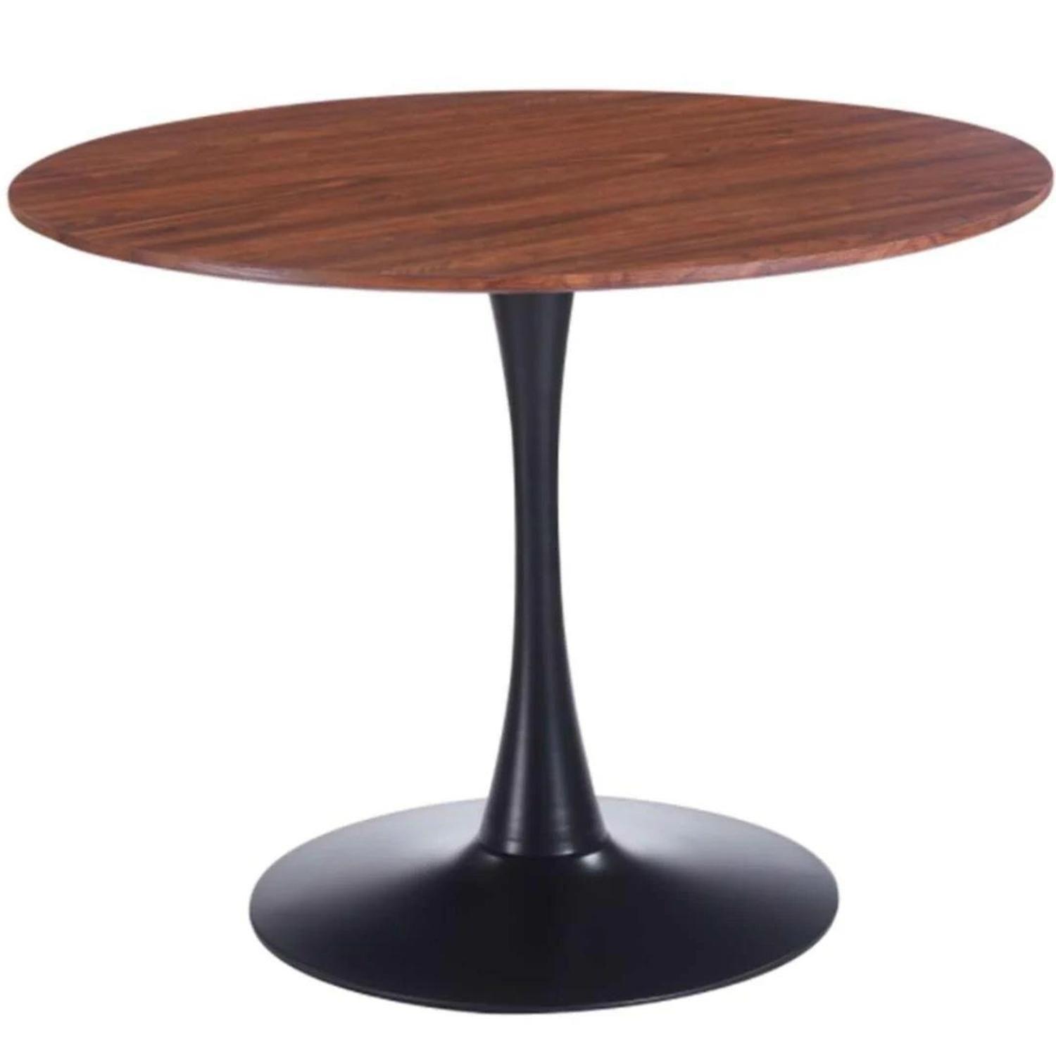 Mesa Redonda Tulip 120cm | Cubierta Efecto Madera Oscura-3