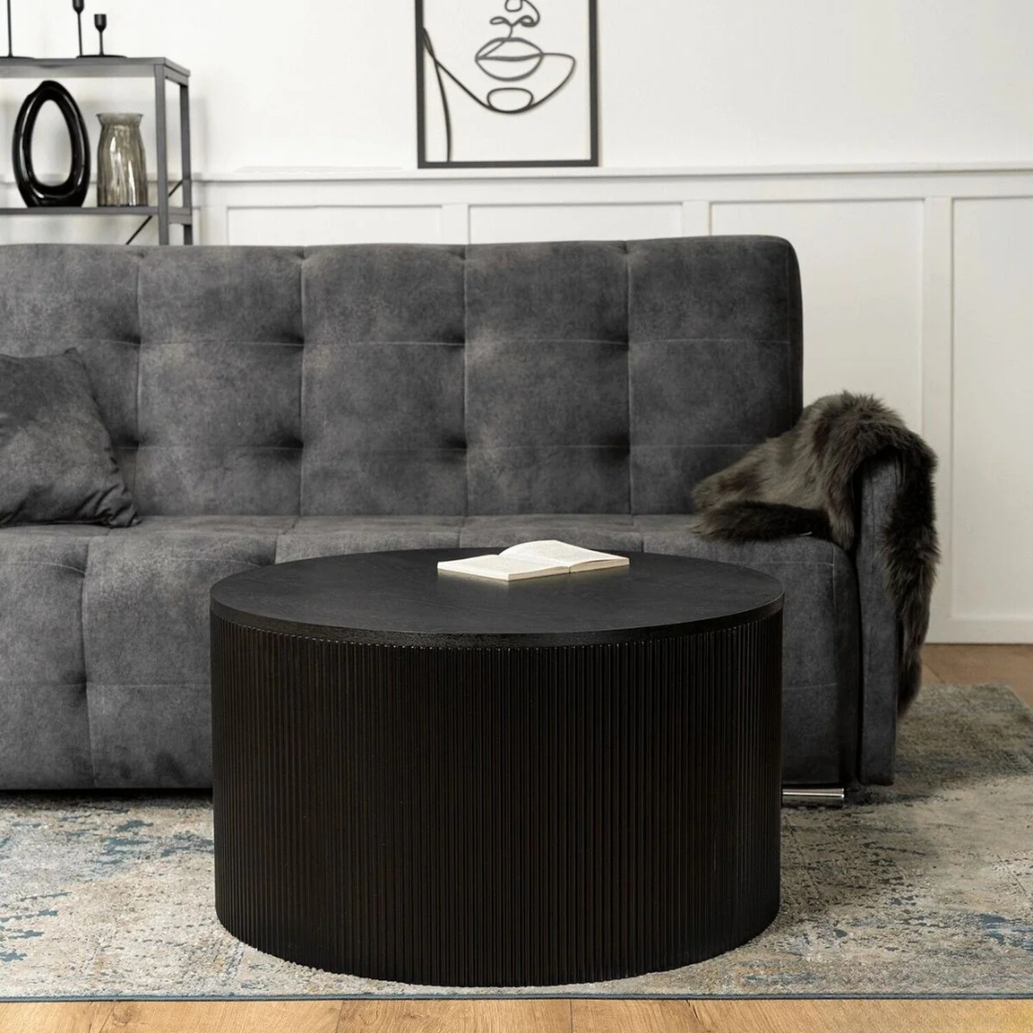 Mesa Centro Redonda Loretto Negra | Moderno y Minimalista-2