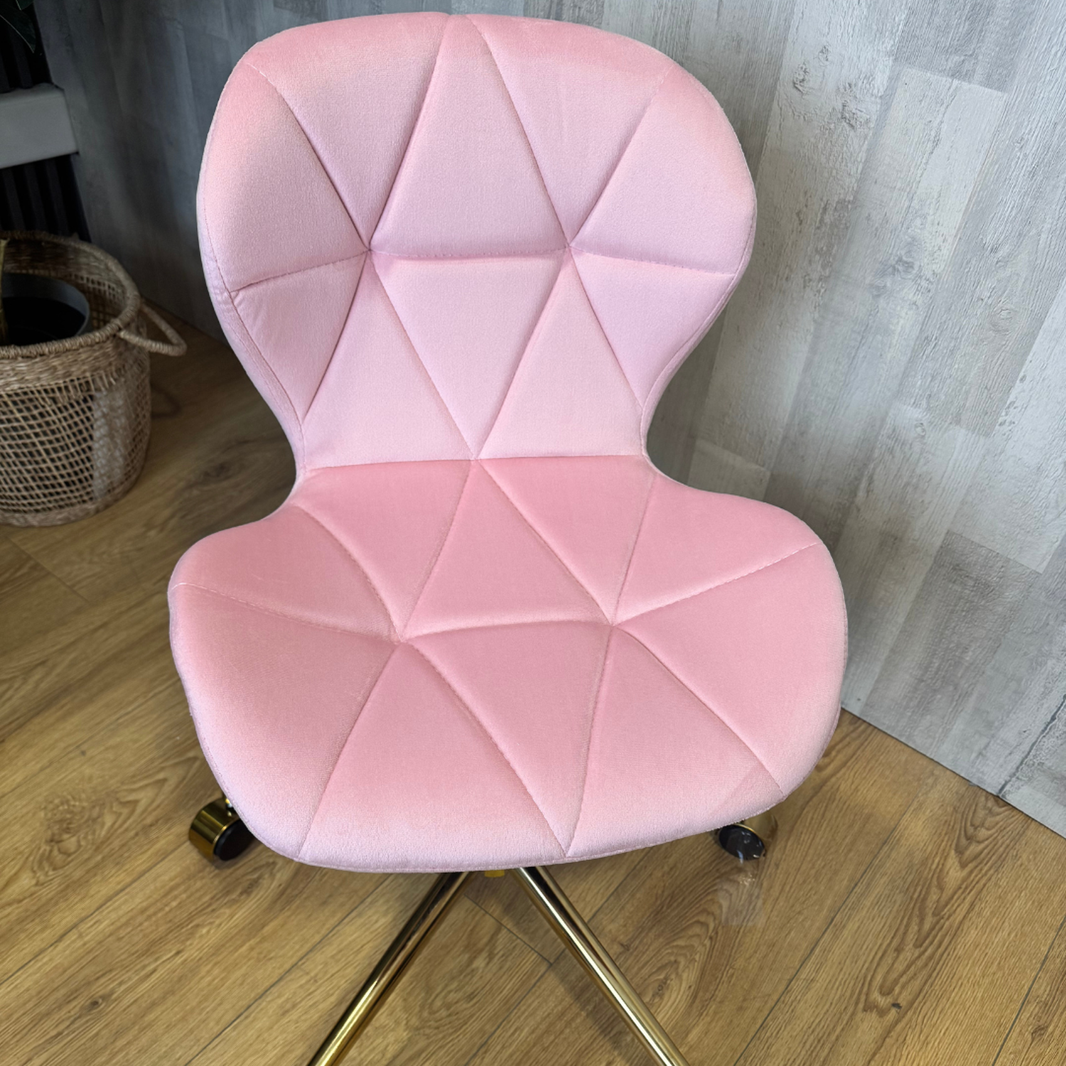Silla Oficina Escritorio Rubik | Giratoria| Ergonómica | Felpa Rosado-2