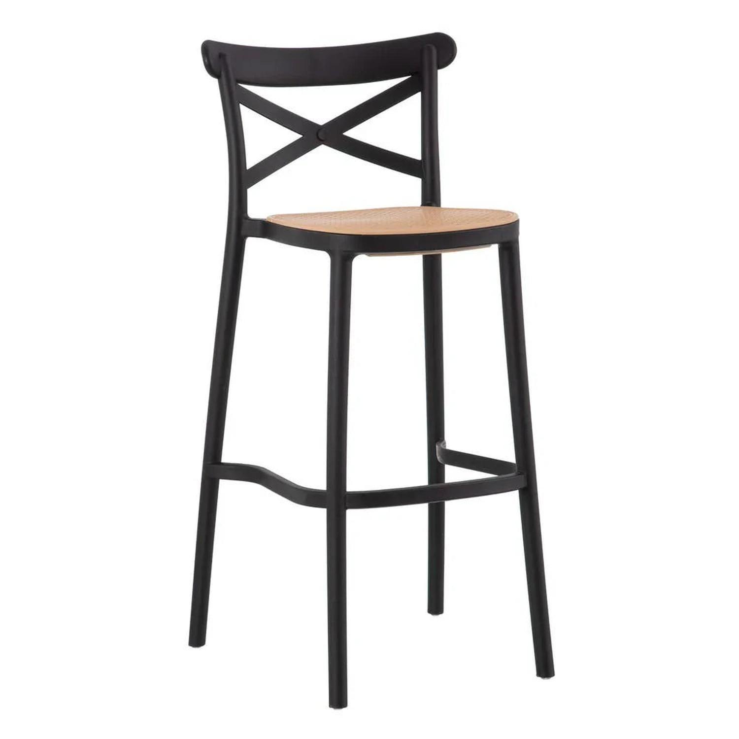 Pack 4 Taburetes Bar Valentino Negro 65 cm | Apilable| Exterior-3