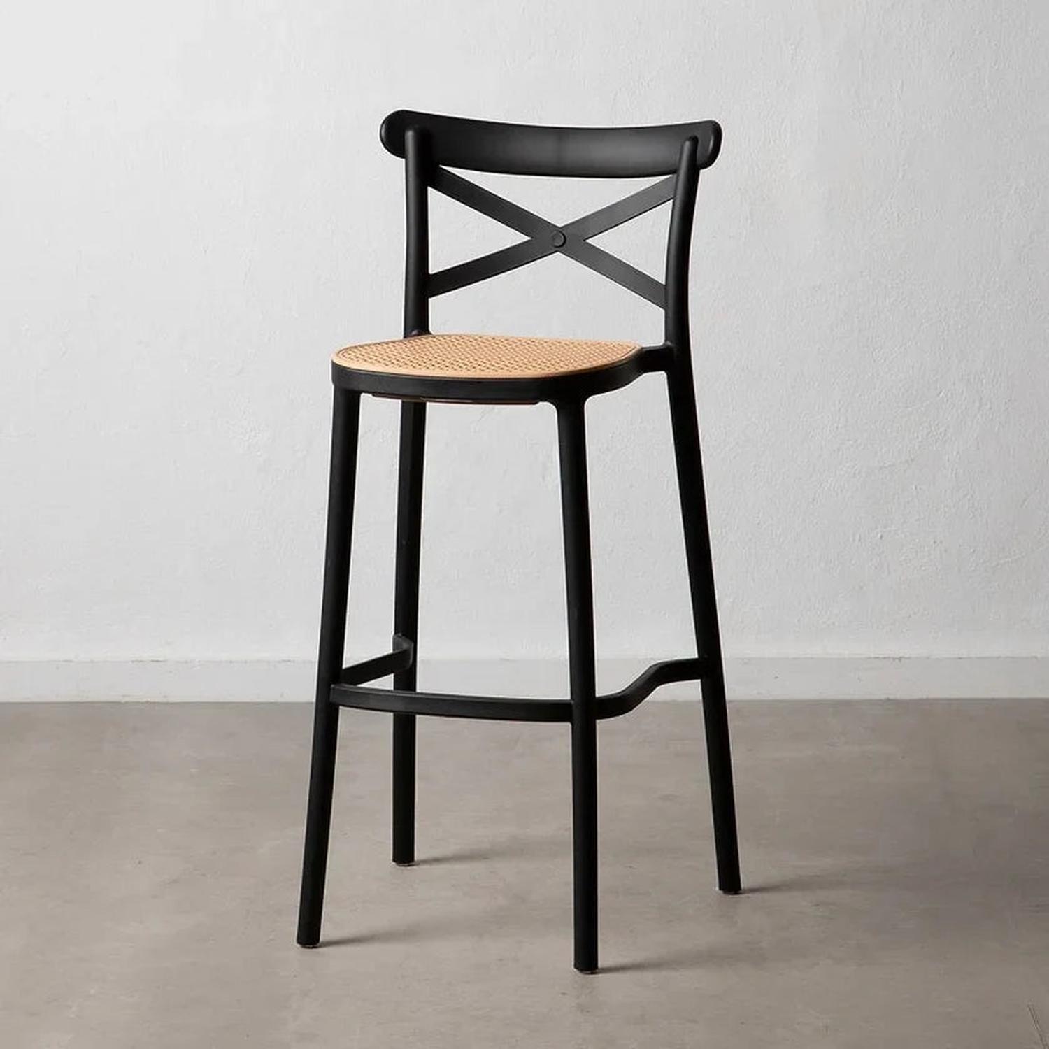 Pack 4 Taburetes Bar Valentino Negro 65 cm | Apilable| Exterior-4