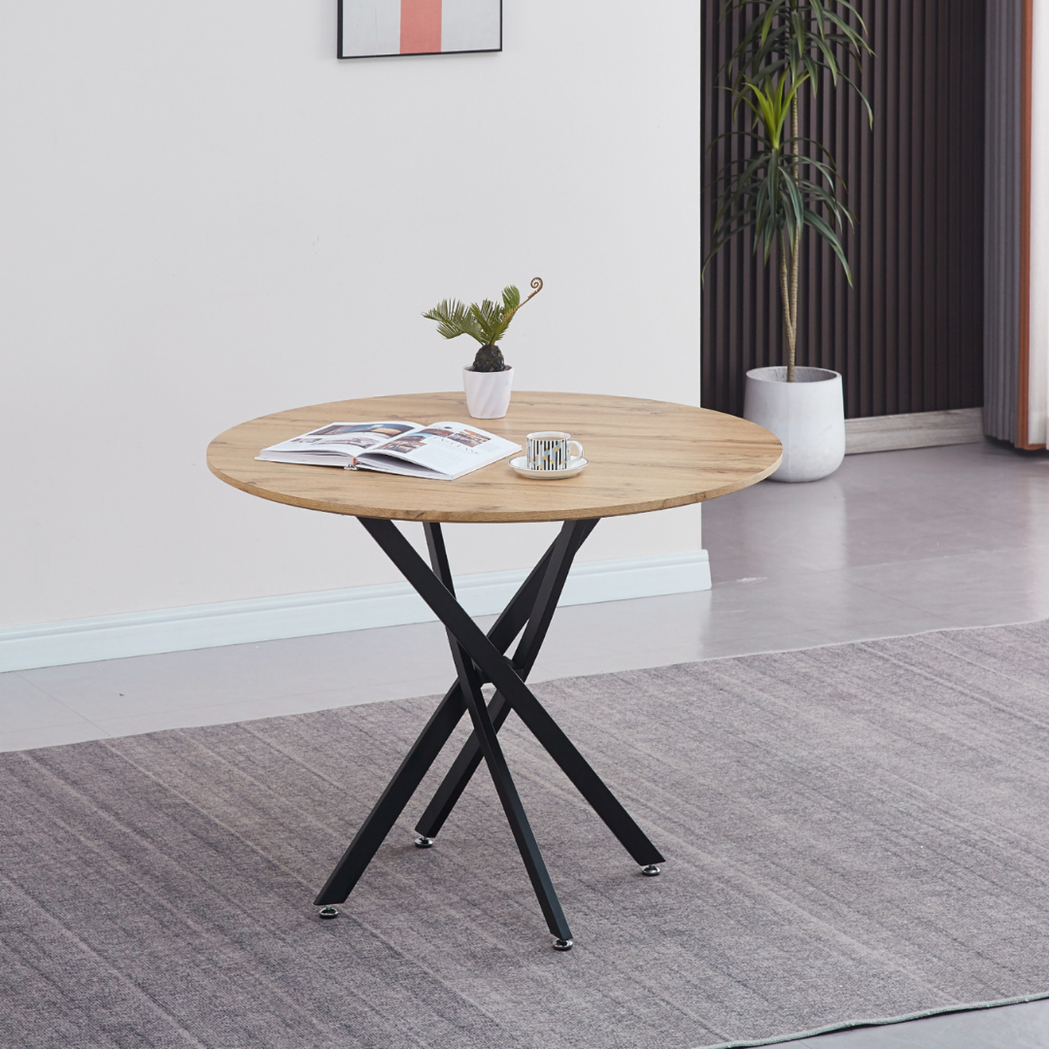 Mesa redonda de comedor Cira 100cm - Estilo industrial-3