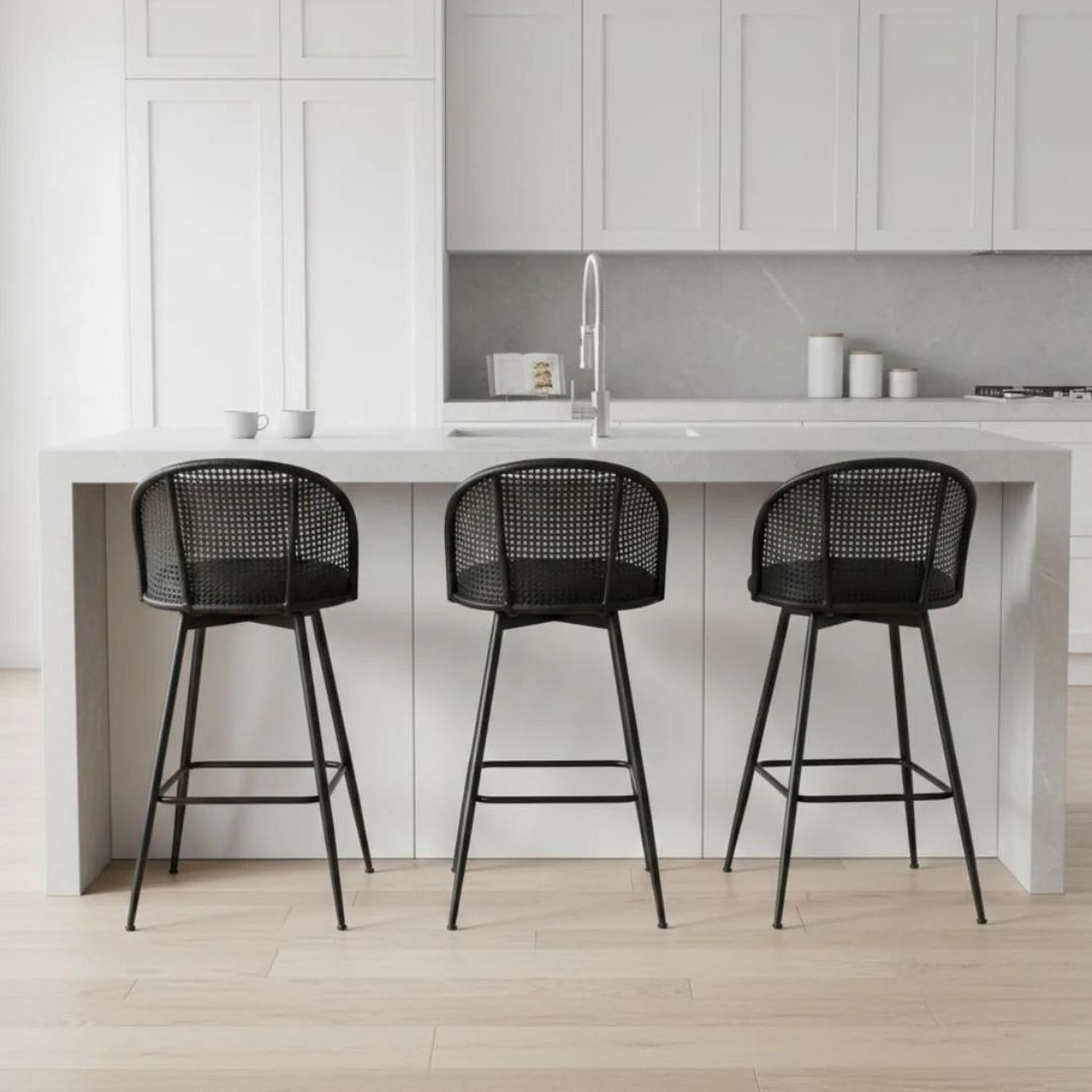 Pack 2 taburete Bar Carolla Negro 62 cm | Asiento Giratorio 360°-3
