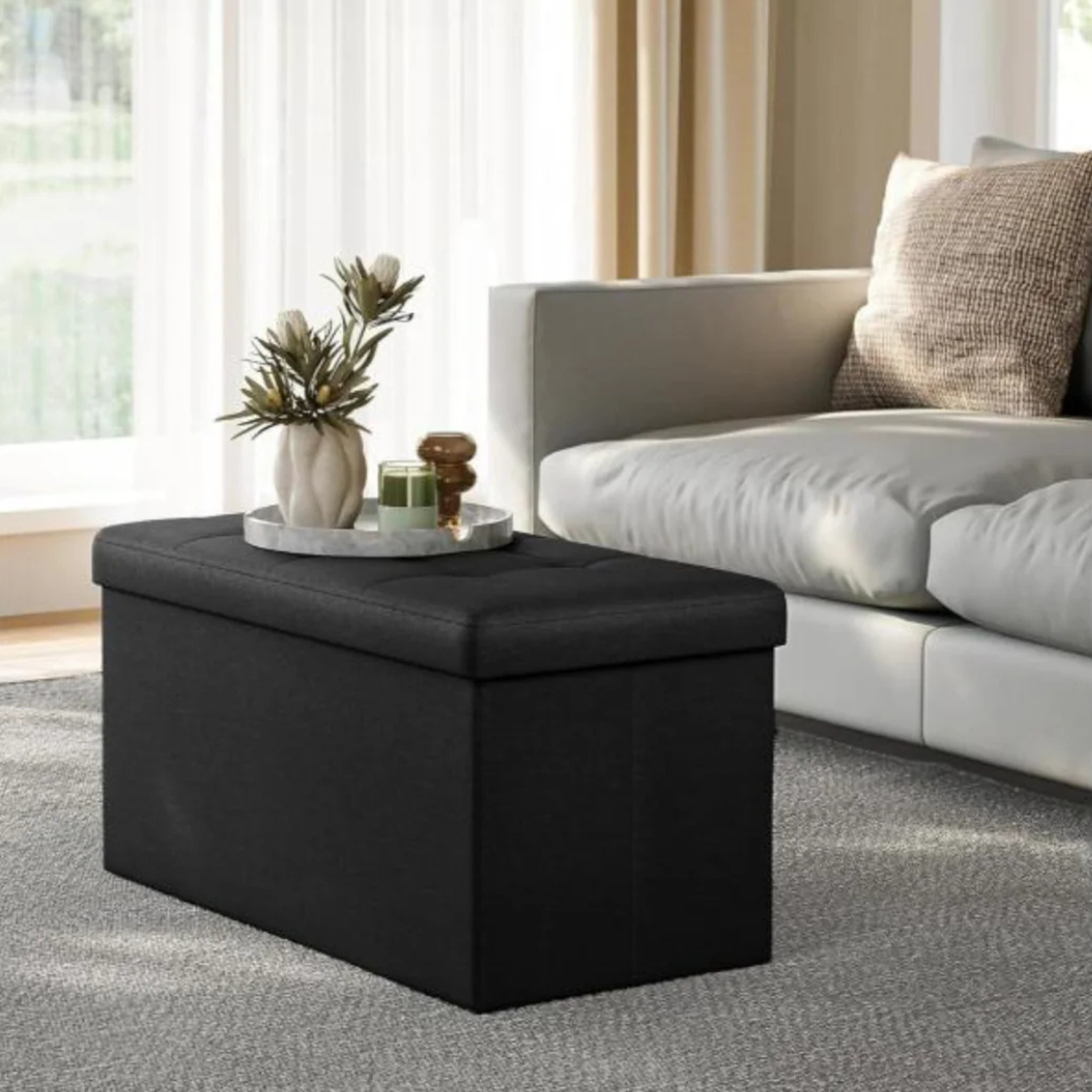 Banqueta Baul Takoma Negro | Plegable con Almacenaje-0