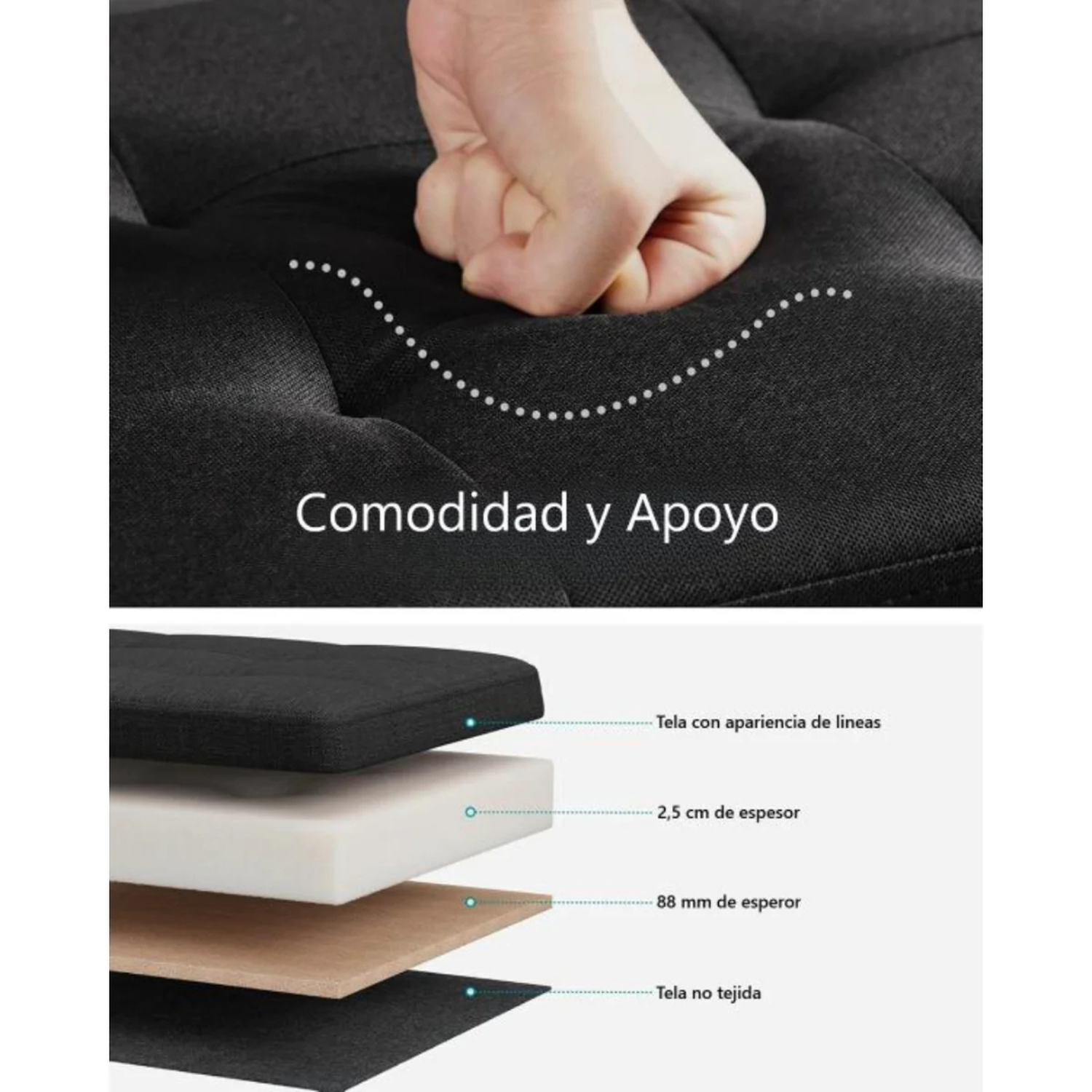 Banqueta Baul Takoma Negro | Plegable con Almacenaje-4