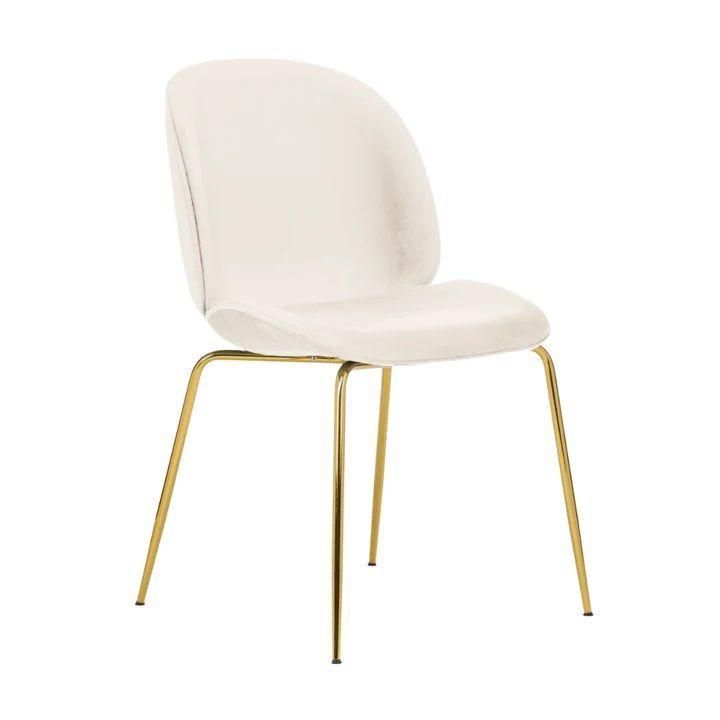 Silla comedor-Living Bonnet Blanco acolchada, patas acero amarillo - Pandalino-0