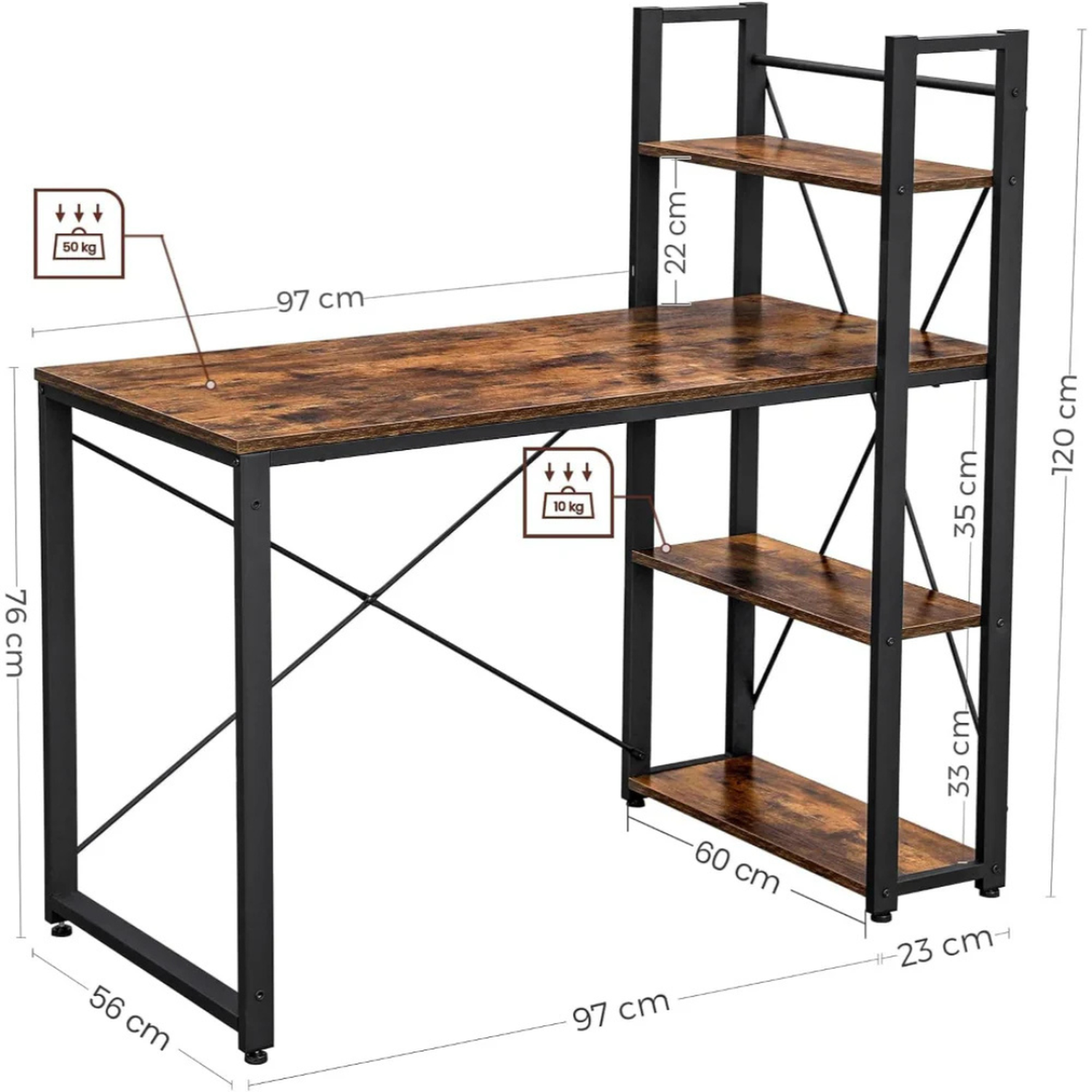 Escritorio Industrial Oriol 120cm | Estilo Robusto y Funcional-2