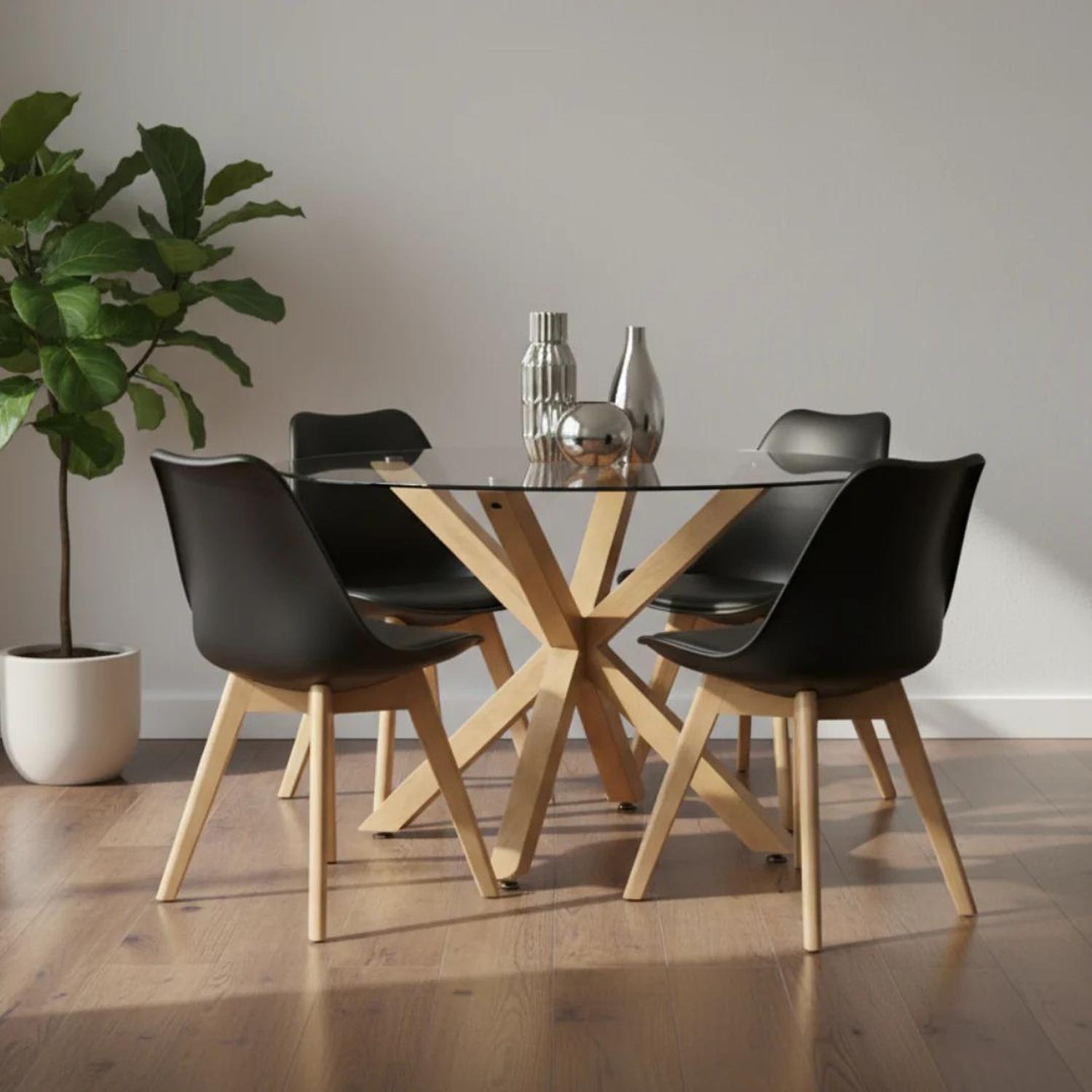 Comedor Mesa Redonda Equiz 100cm + 4 Sillas Tulip Negro-2