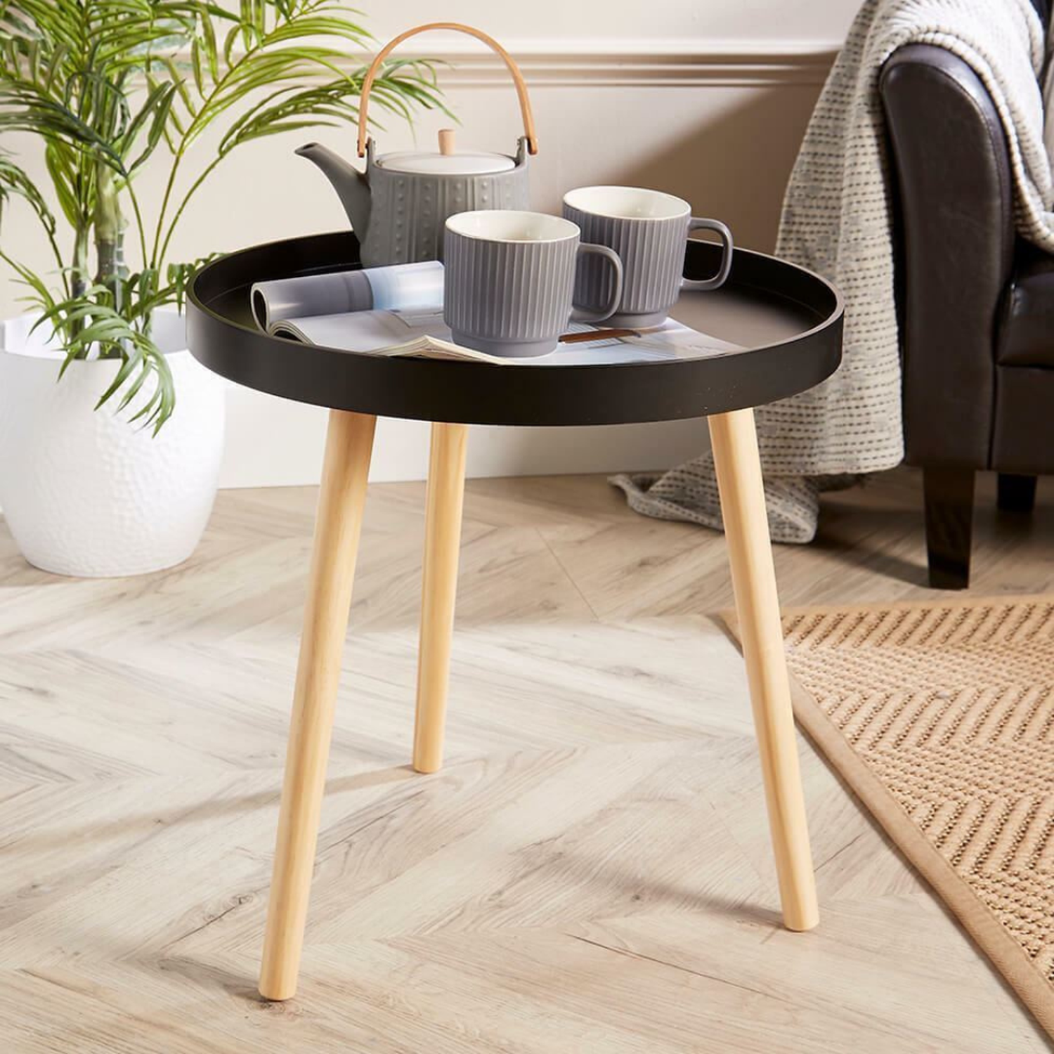 Mesa Lateral Redonda Armenia, 50 cm Diámetro, Diseño Minimalista-5
