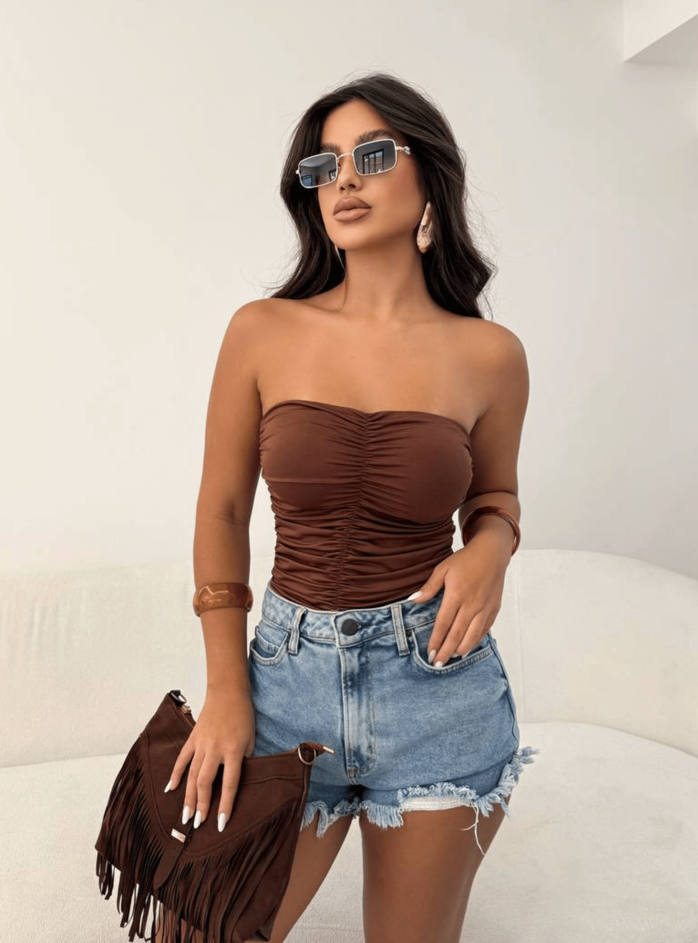 Body Strapless Drapeado con Copa Andrea-2