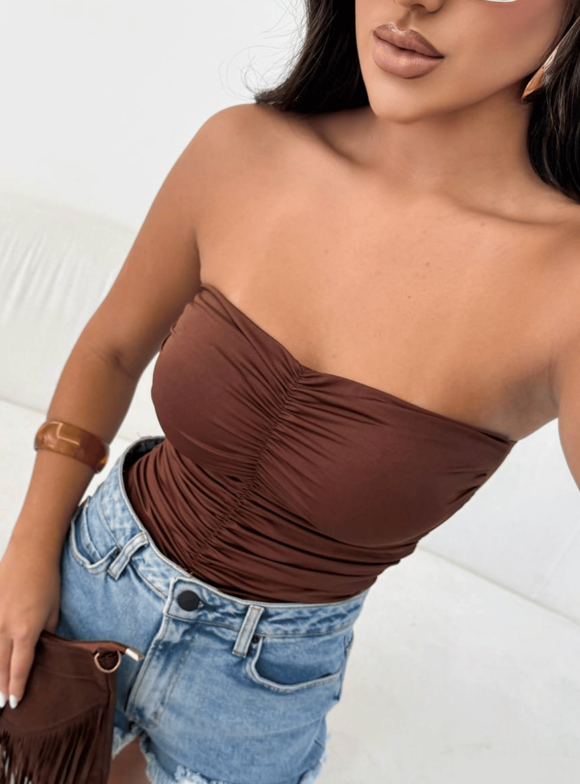 Body Strapless Drapeado con Copa Andrea-3