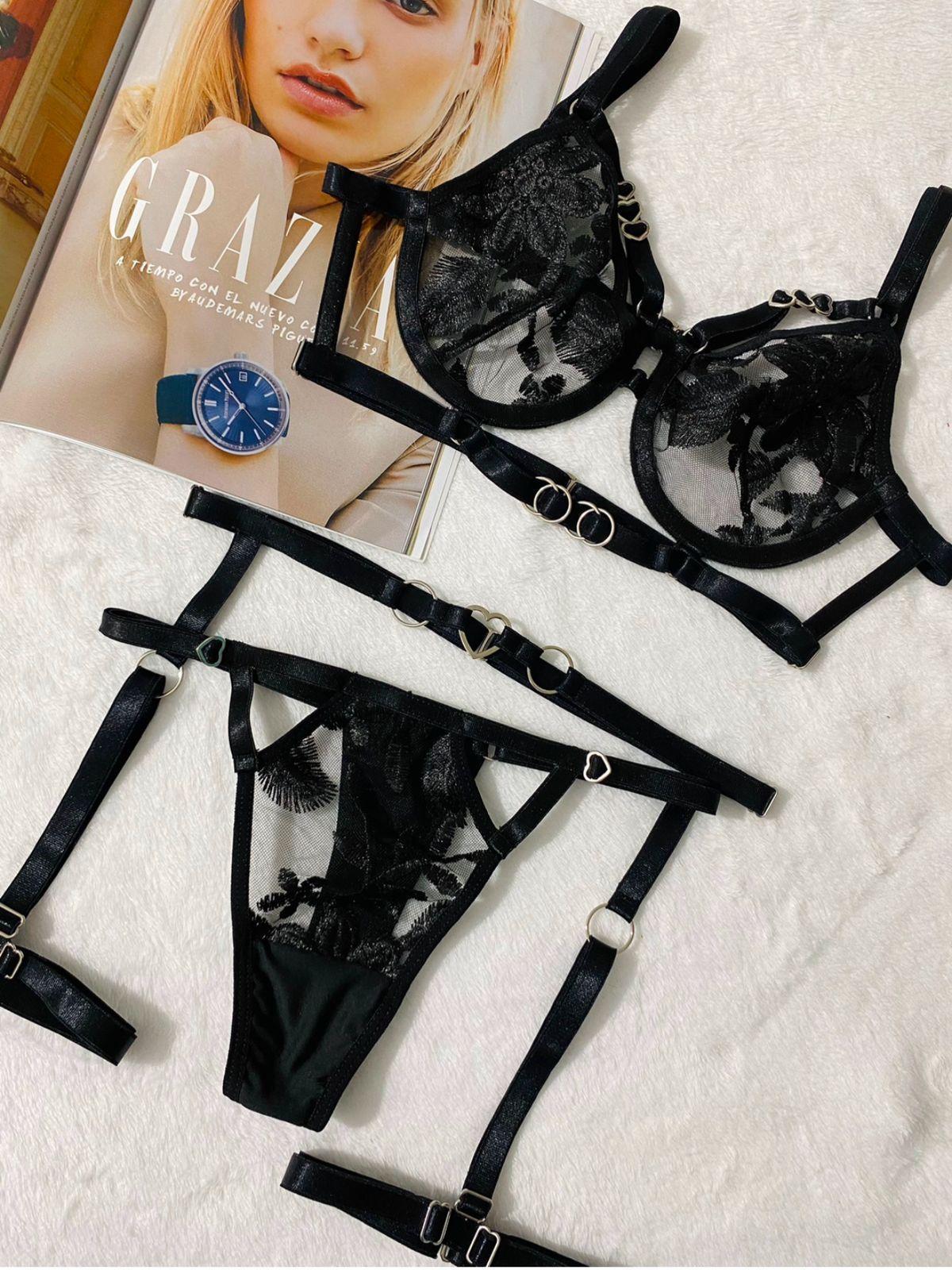 CONJUNTO LENCERIA ESMERALDA 4 PIEZAS SEDUCTORA-2