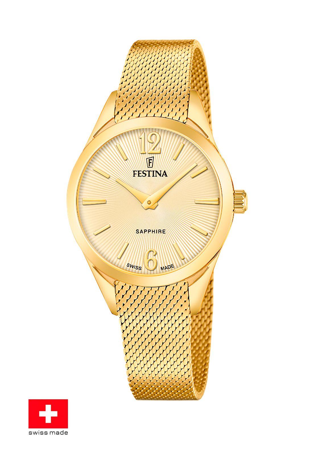 Reloj F20077/3 Festina Swiss Dorado Mujer Grace-0