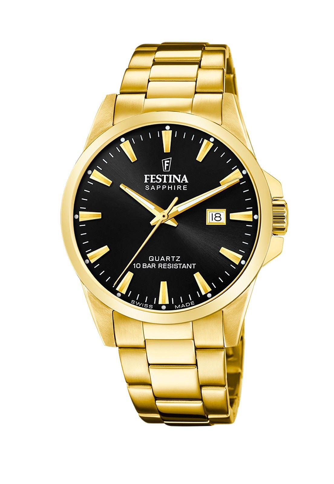 Reloj F20044/6 Festina Swiss Negro Hombre Acero Clásico-0
