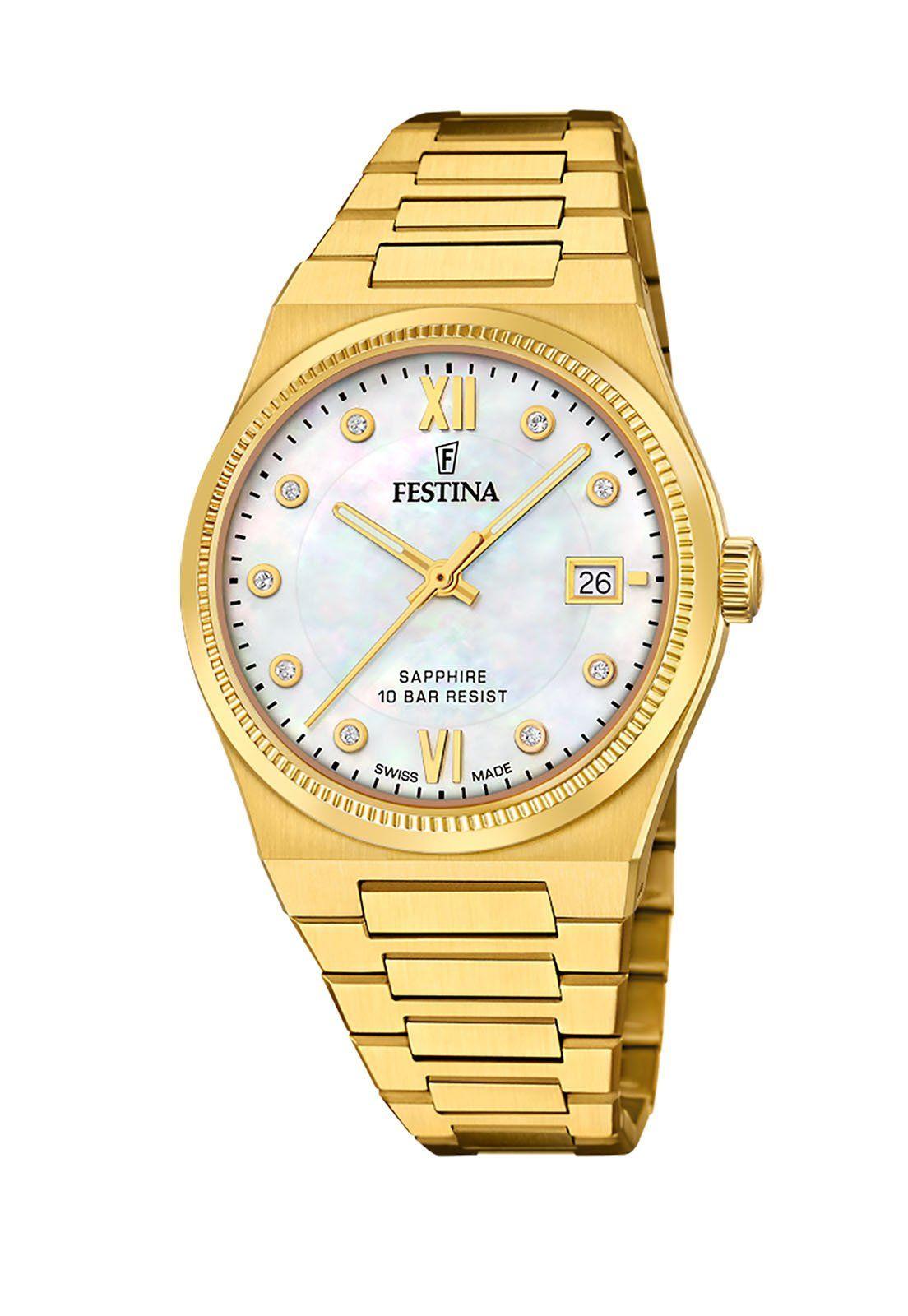 Reloj F20039/1 Festina Swiss Mujer Dorado My Swiss Time-0