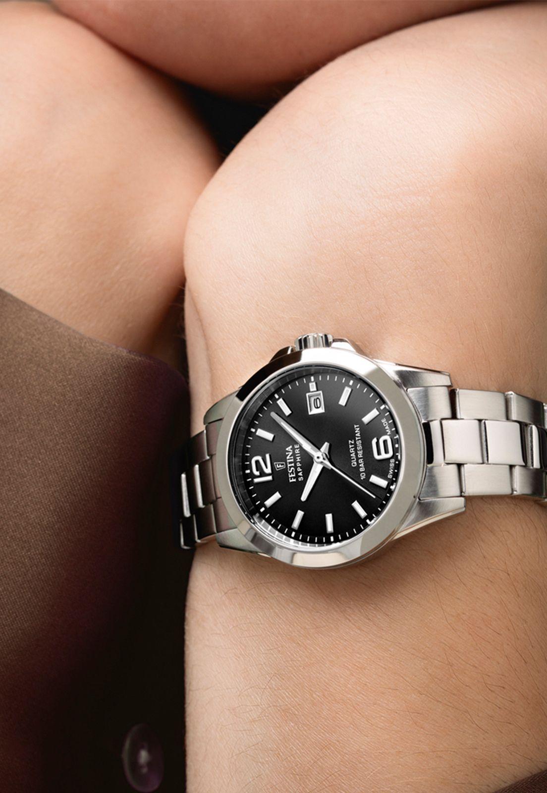 Reloj F20049/6 Festina Swiss Negro Mujer Acero Clasico-2