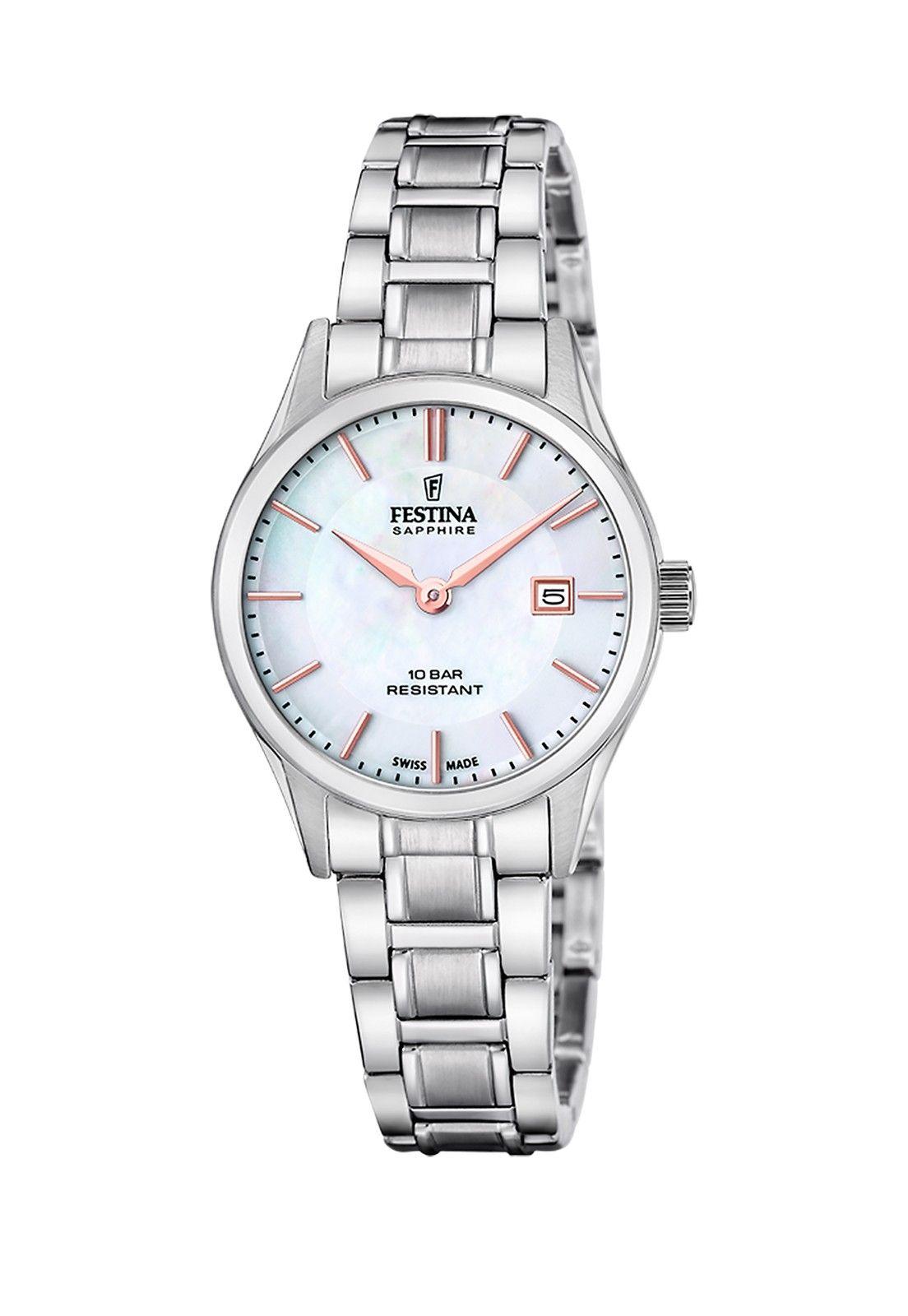 Reloj F20068/2 Festina Swiss Blanco Mujer Acero Clásico-0