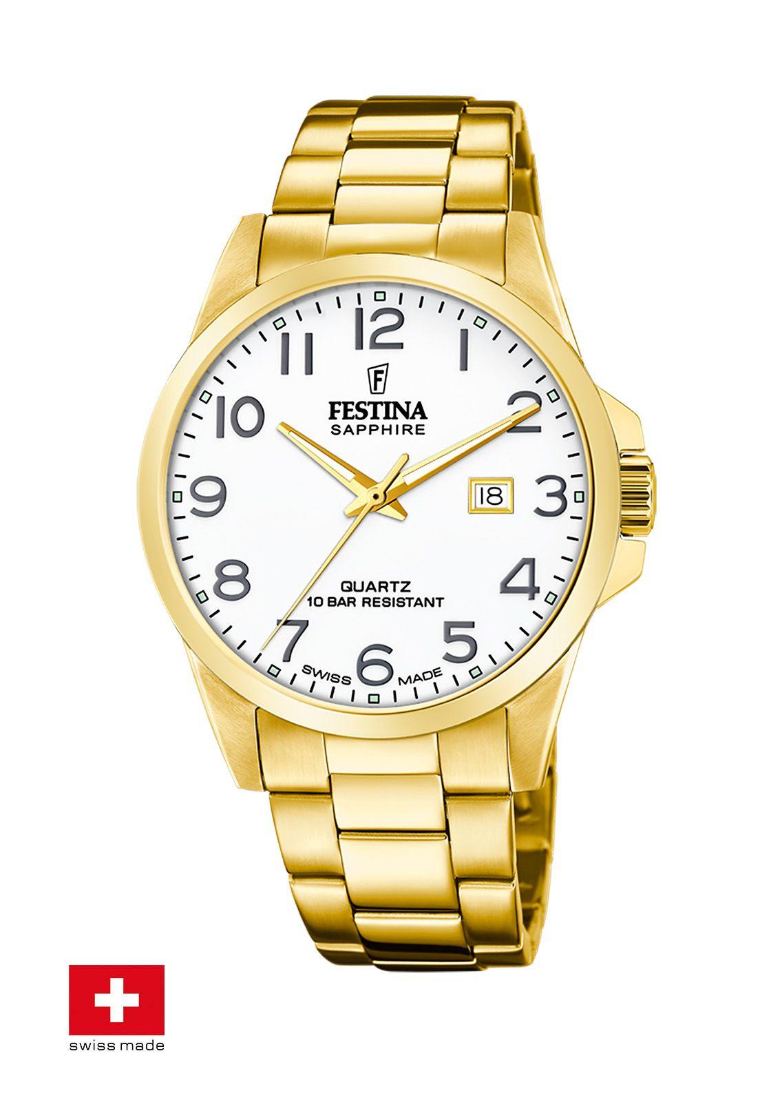 Reloj F20044/1 Festina Swiss Blanco Hombre Acero Clásico-0
