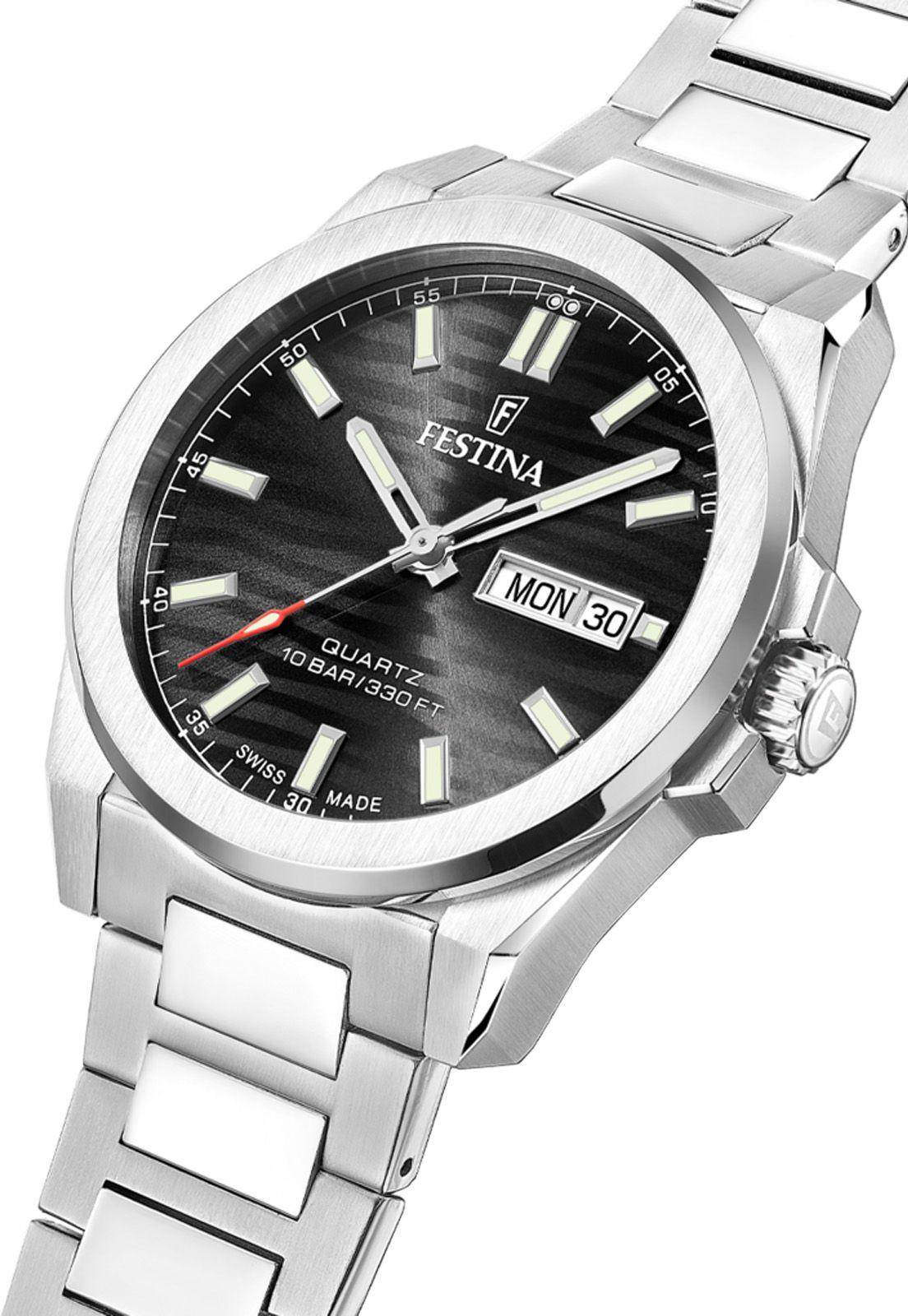 Reloj F20073/5 Festina Swiss Negro Hombre Acero Clasico-2