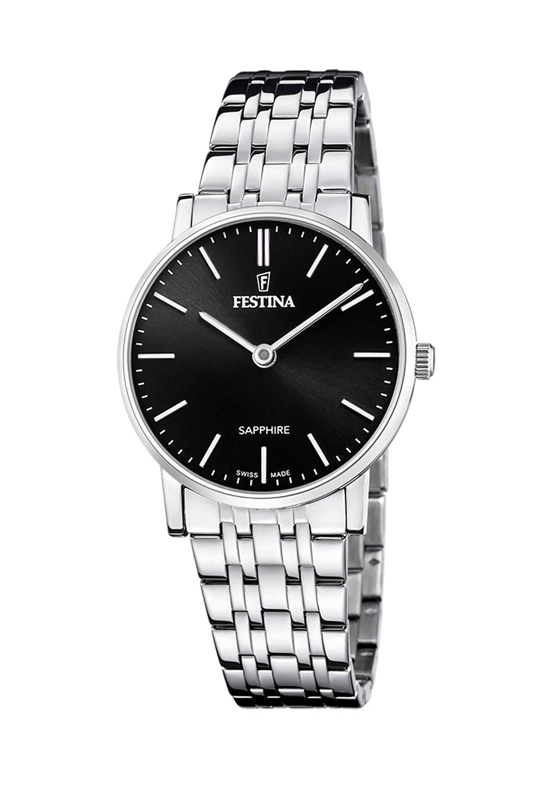 Reloj F20047/4 Festina Swiss Negro Mujer Acero Clásico-0