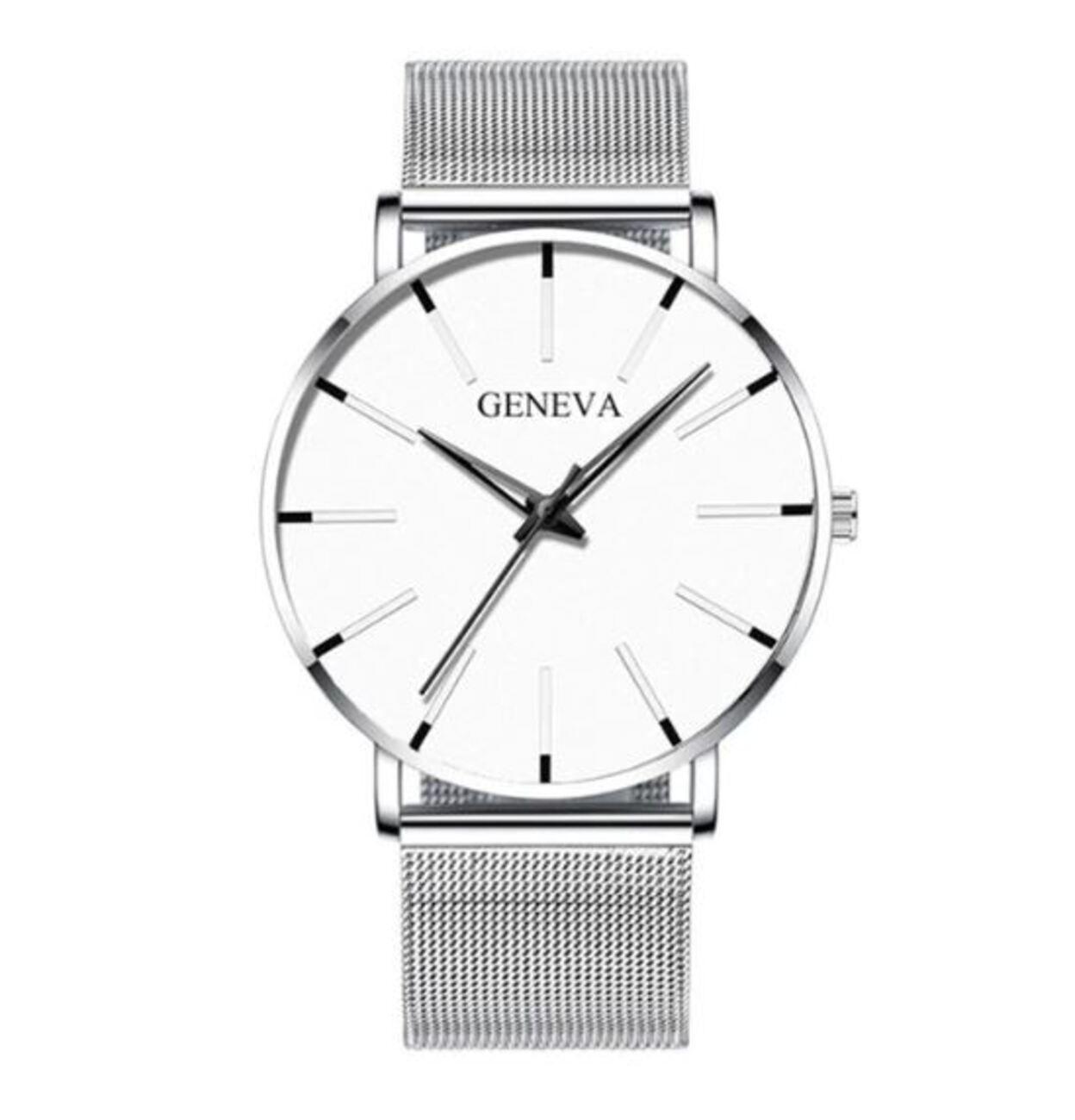 Reloj Geneva Delgado Minimalista Plateado-0