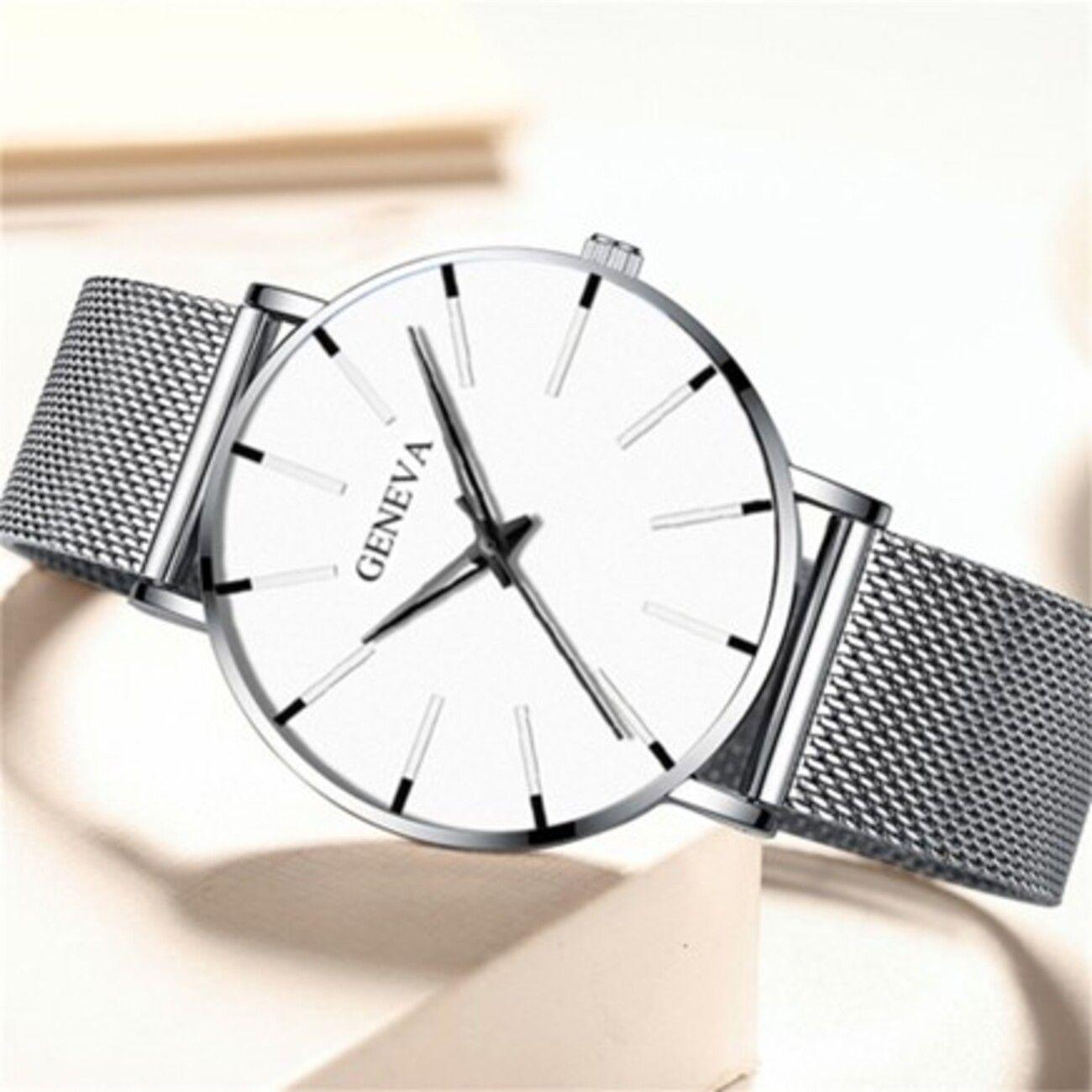Reloj Geneva Delgado Minimalista Plateado Practify