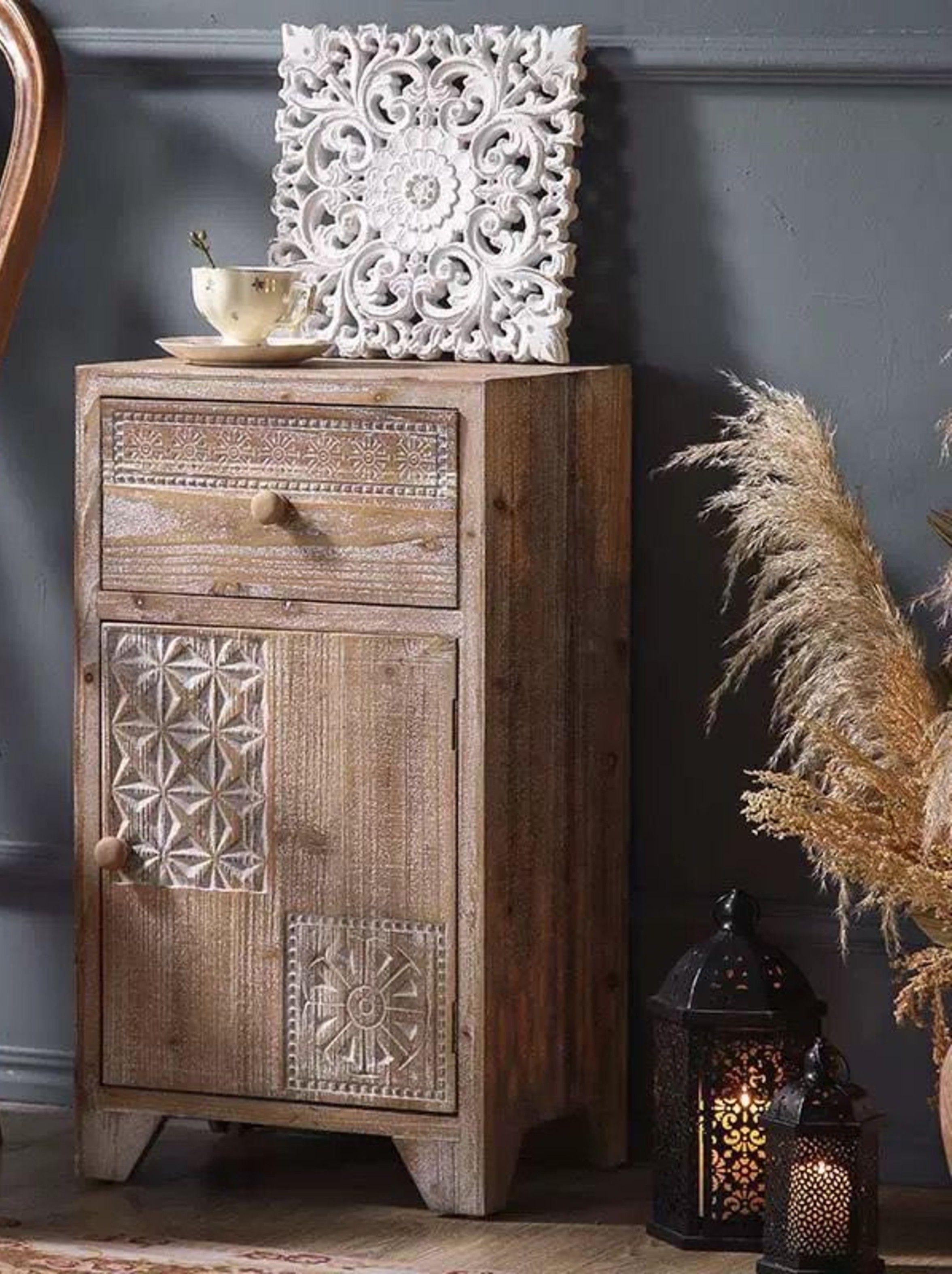 VELADOR DE MADERA TALLADA RUSTICO CAJON PUERTA-2