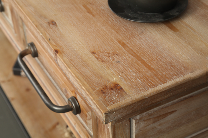 ARRIMO RUSTICO DE MADERA METAL TRES CAJONES INDUSTRIAL CHIC-2