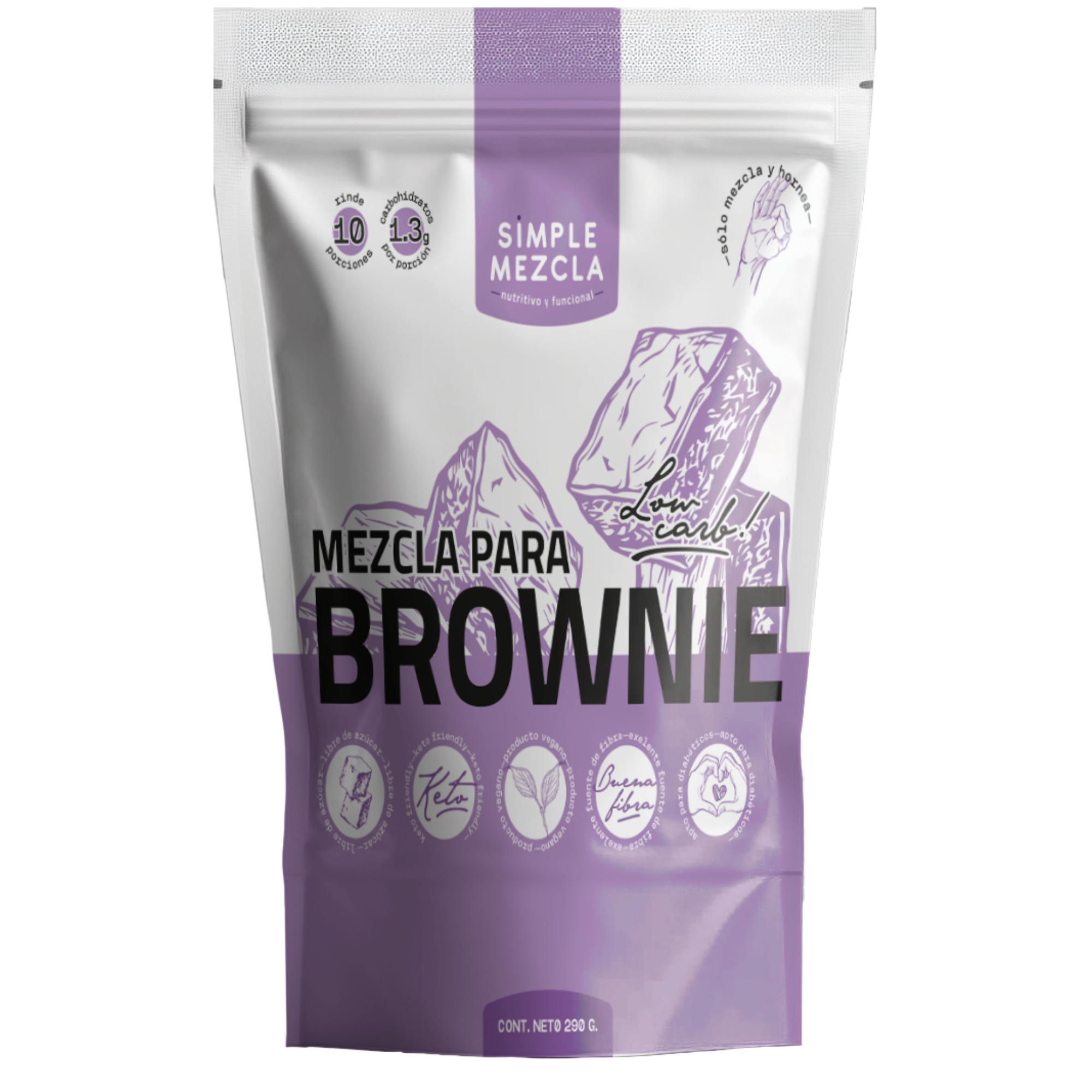 Brownie Sin Azúcar - Sin Gluten - Keto Simple Mezcla-0