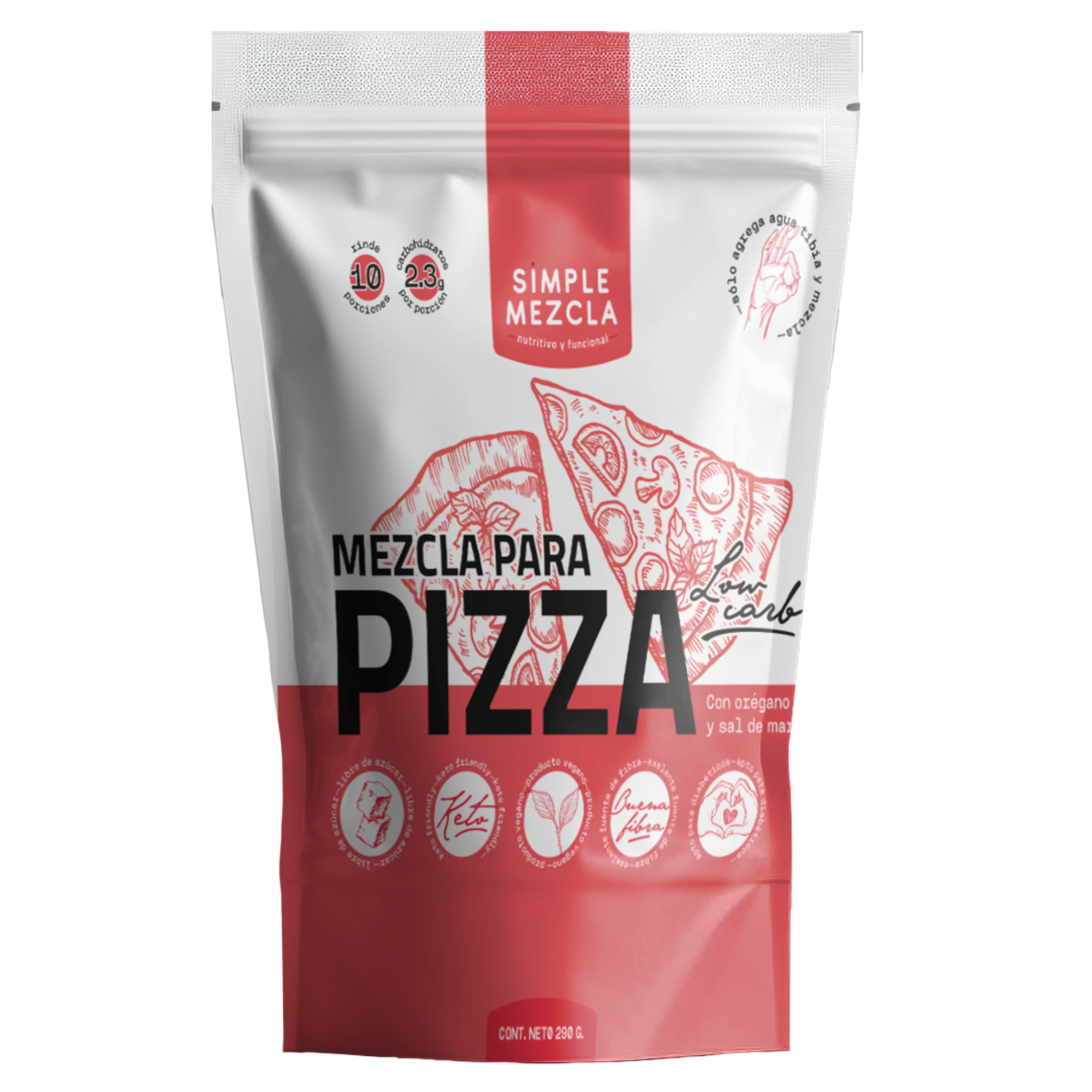 Masa Pizza Sin Gluten - Sin Azúcar - Keto Simple Mezcla-0