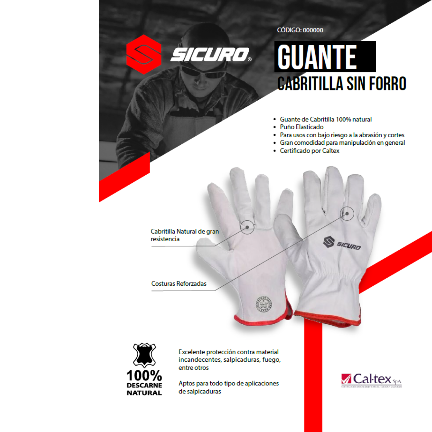 GUANTE DE TRABAJO CABRITILLA SIN FORRO - PACK 10 PARES-1