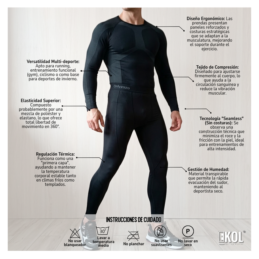 Set Primera Capa Hombre, Camiseta Y Calza Compresion Térmicos-5