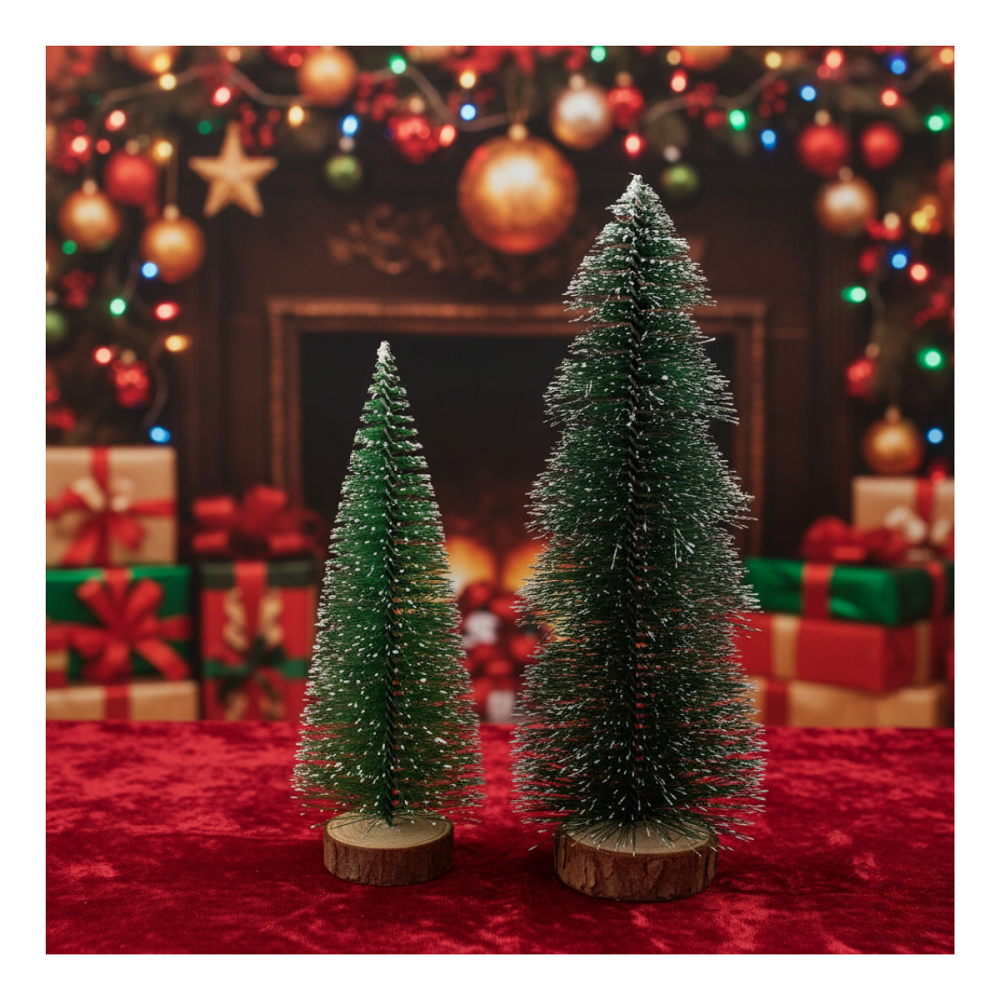 Pack 2 Minis Árbol De Navidad Cedro Verde Para Escritorio Navidad 2025-5