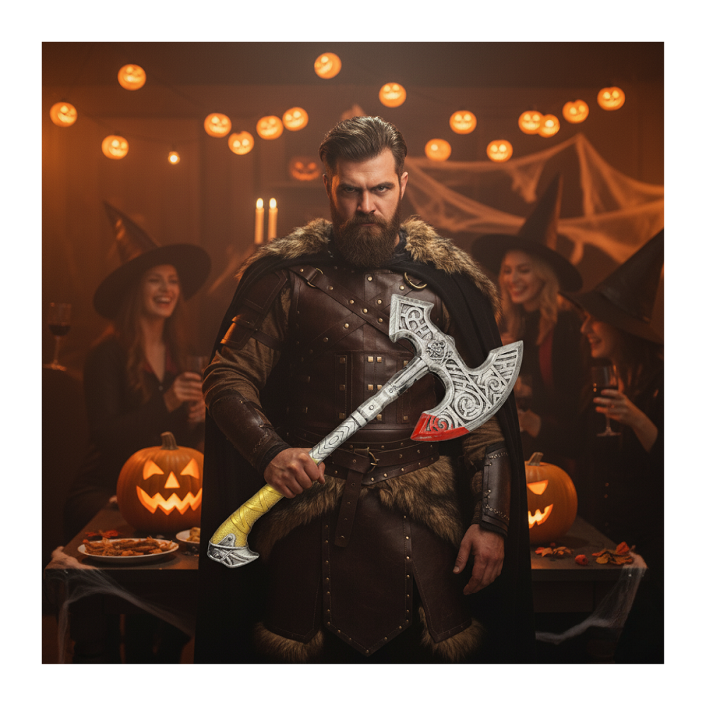 Hacha Halloween Nordica Con Runas Terror Accesorio Cosplay-3