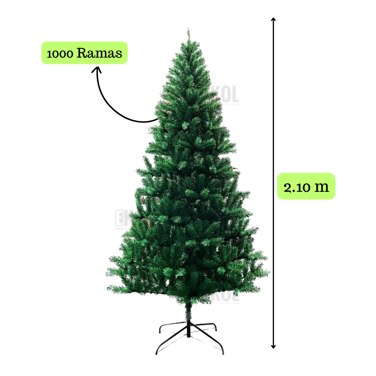 Árbol De Navidad Premium Frondoso 2.10 M Con 1000 Ramas Color Verde Clásico-5
