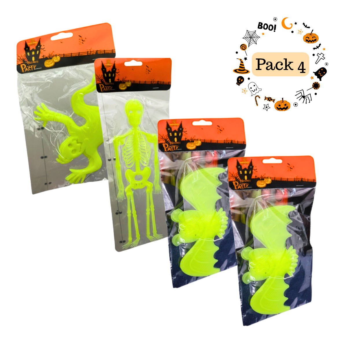 Pack 4 Colgantes Decorativos Luminosos Verde Halloween 2025-1