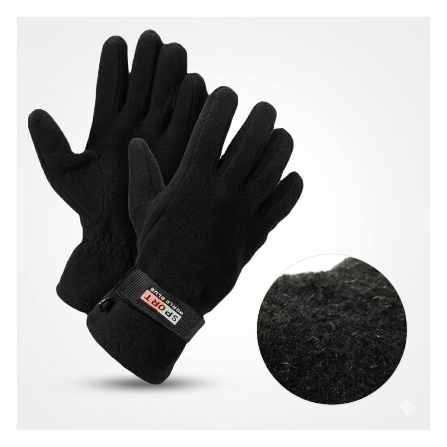 Guantes Forro Polar Ajustable Sport World Blue Estilo Polar-1