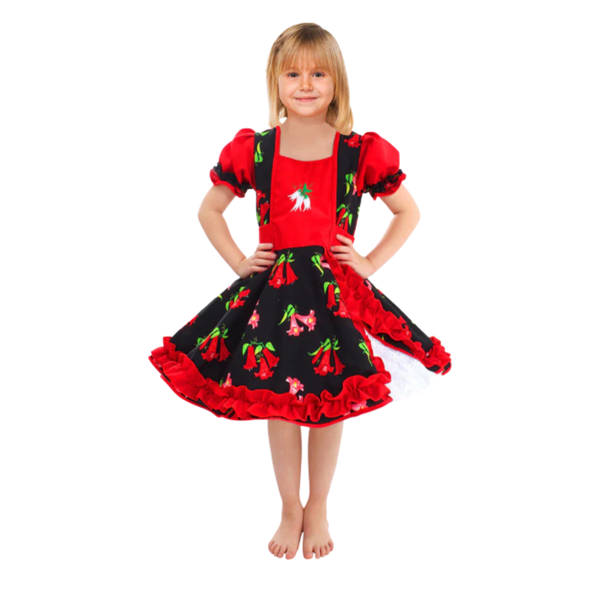 Vestido Huasa Chinita Floreado Niña Varios Colores Fiestas-0