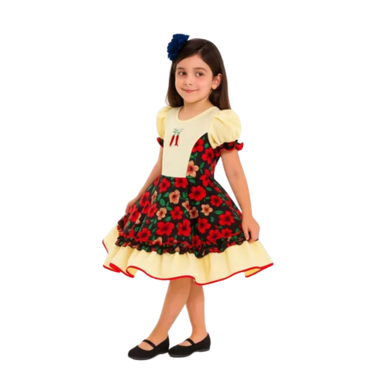 Vestido Huasa Chinita Floreado Niña Varios Colores Fiestas-1